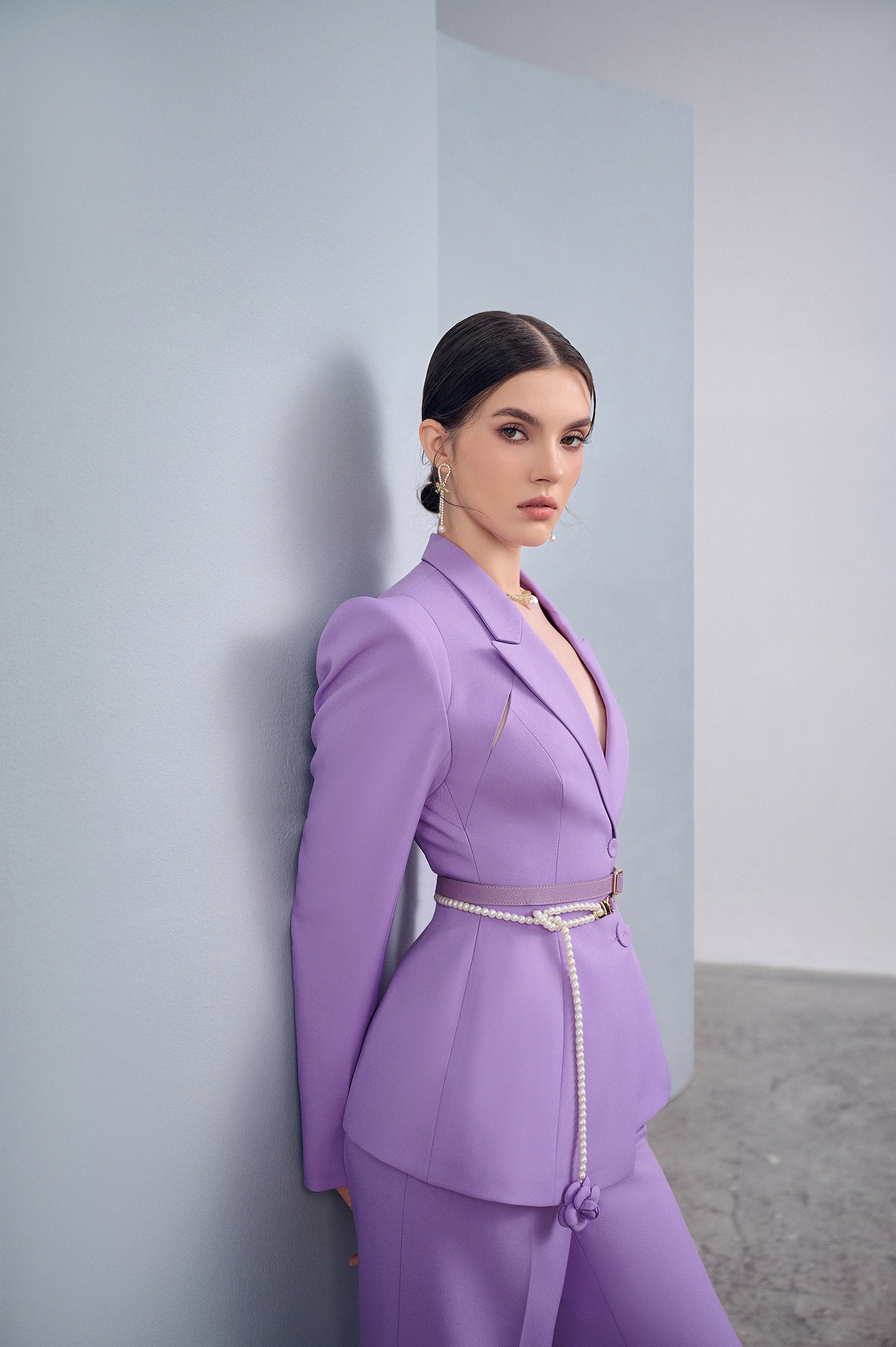 Lilac Asymmetrical Lapel Blazer