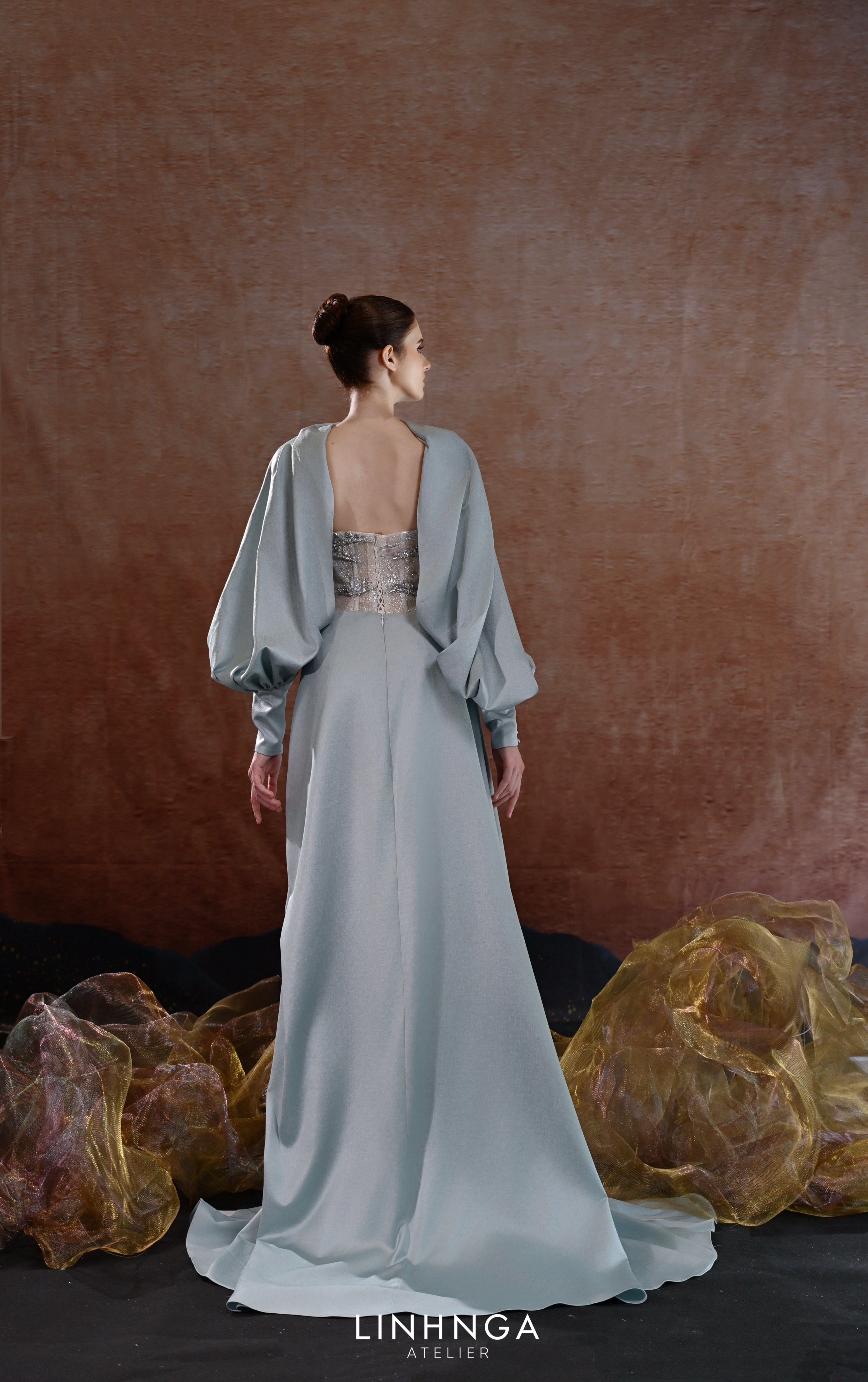 Linh Nga LMBCT296 – Limited Edition Fishtail Ballgown + Cape