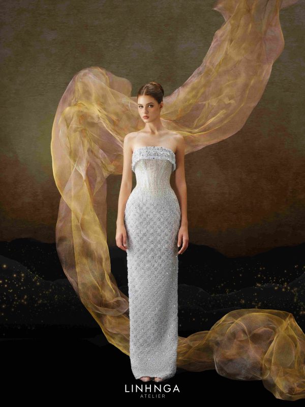 Linh Nga LMBCT299 – Limited Edition Fishtail Ballgown + Cape