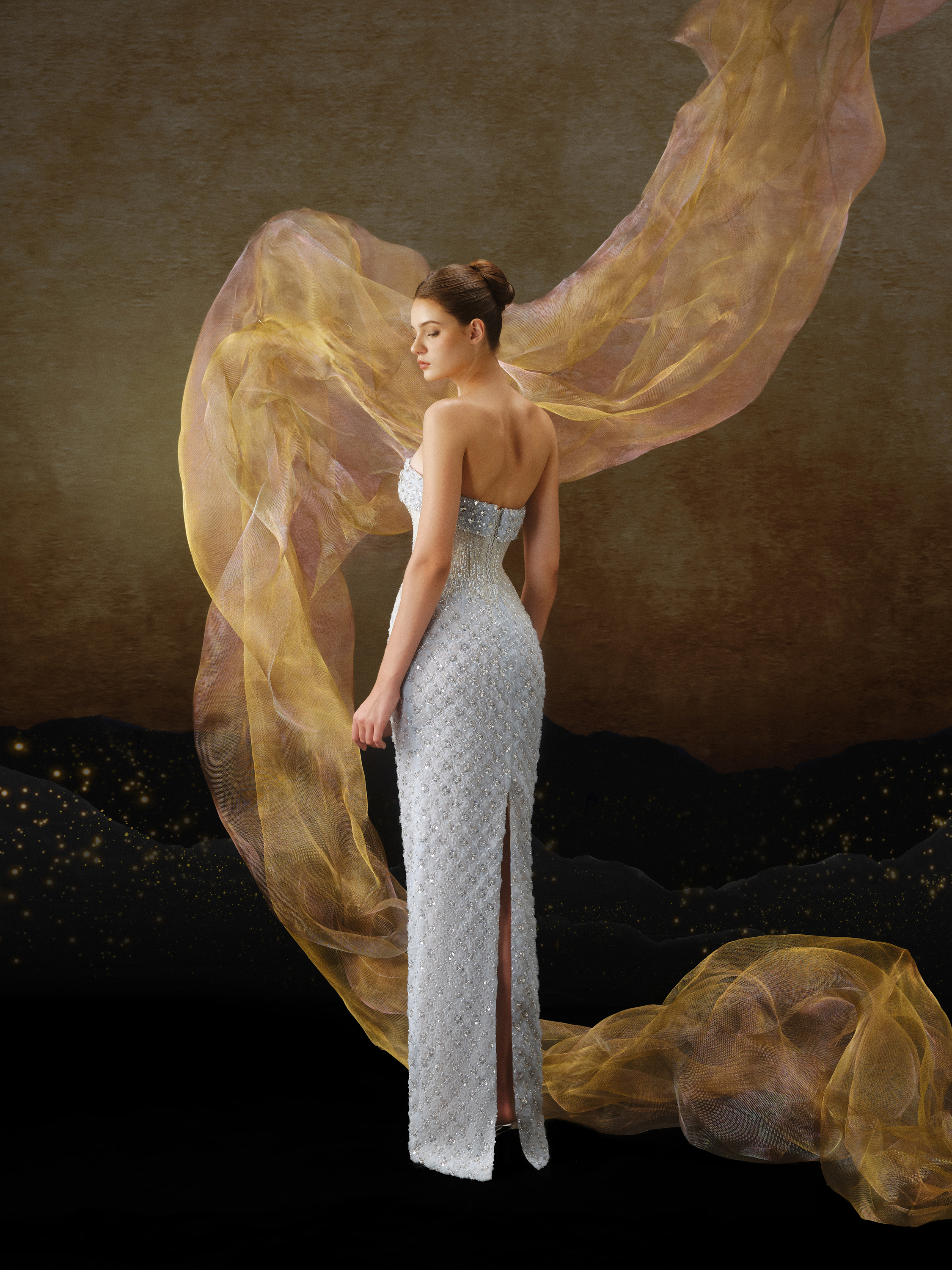 Linh Nga LMBCT299 – Limited Edition Fishtail Ballgown + Cape