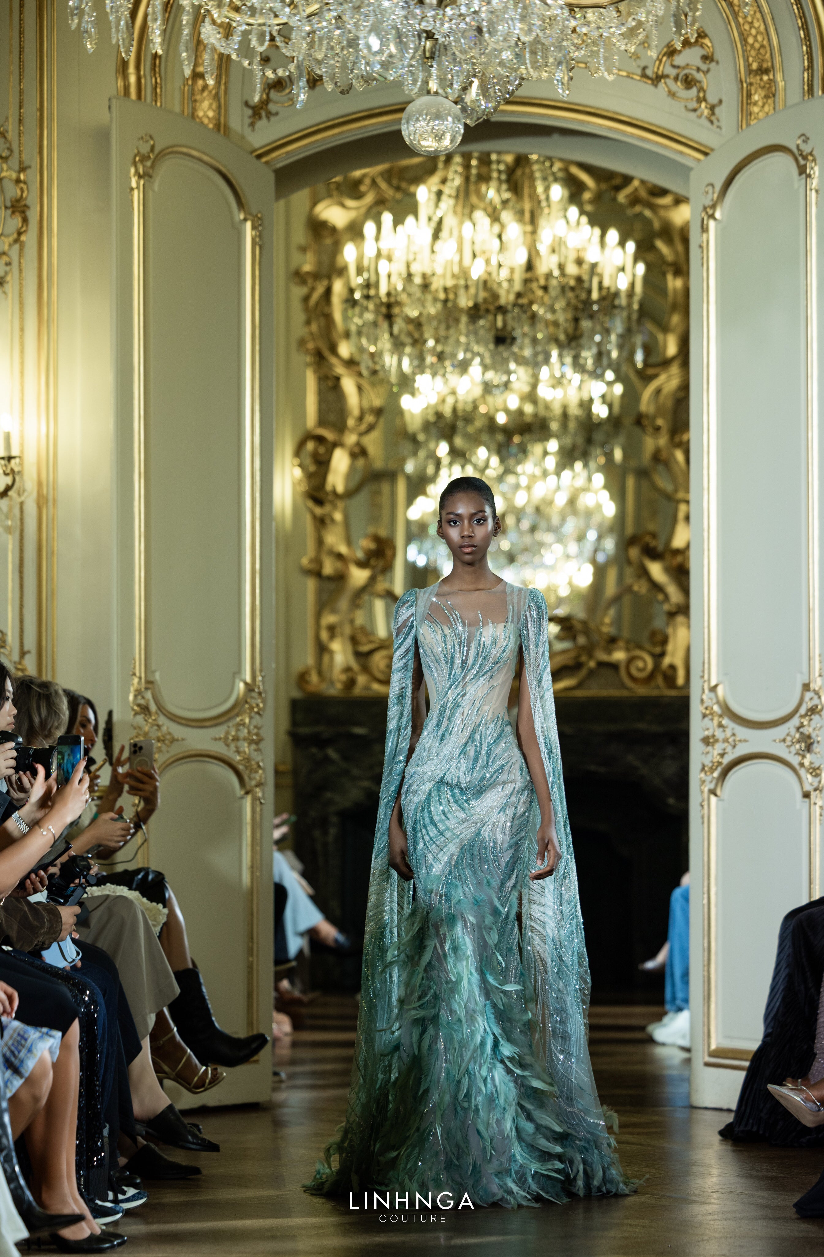 Linh Nga LMBCT306 – Limited Edition Fishtail Ballgown + Cape