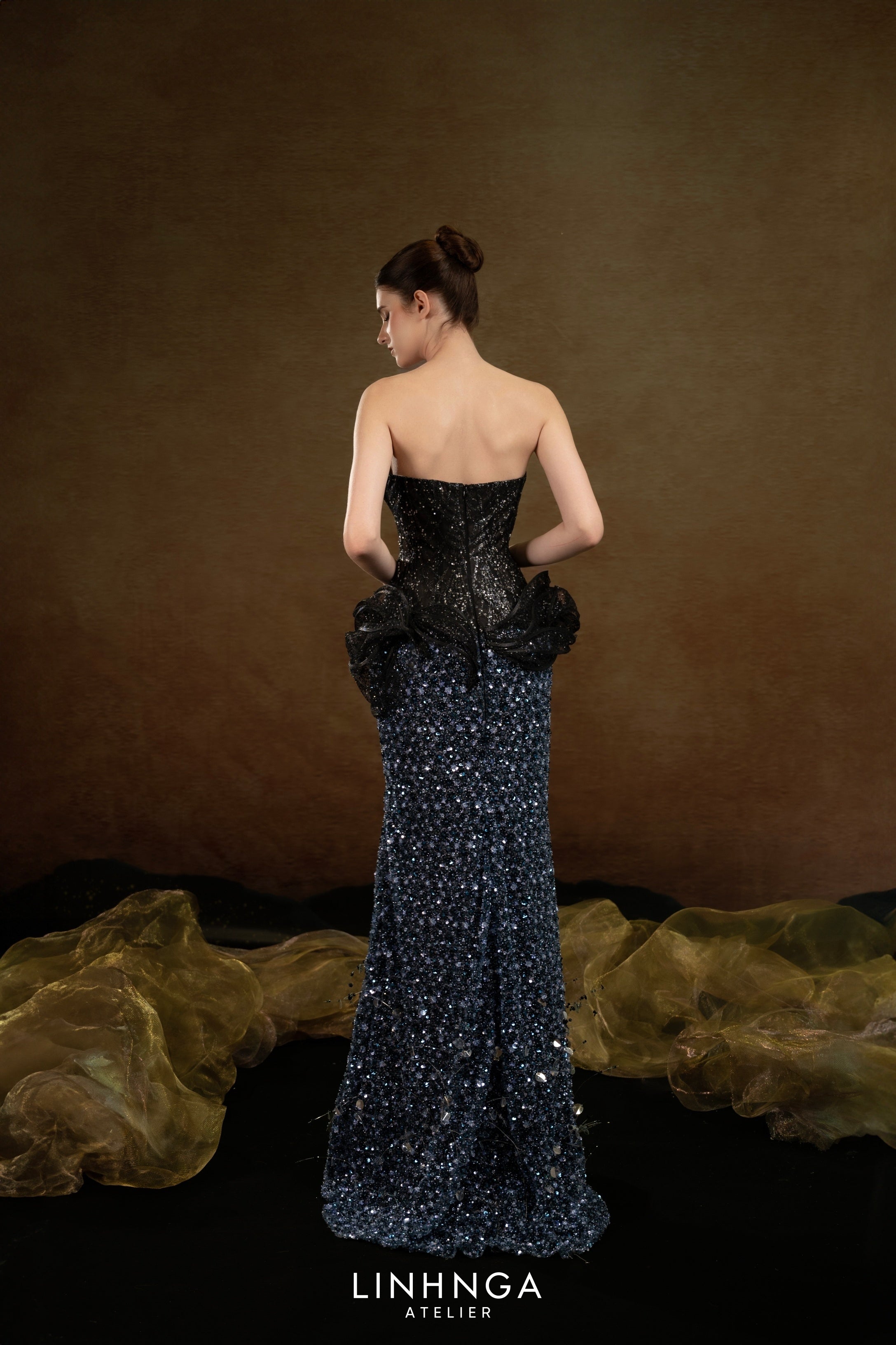 Linh Nga LMBCT307 – Structured Beadwork Strapless Dress