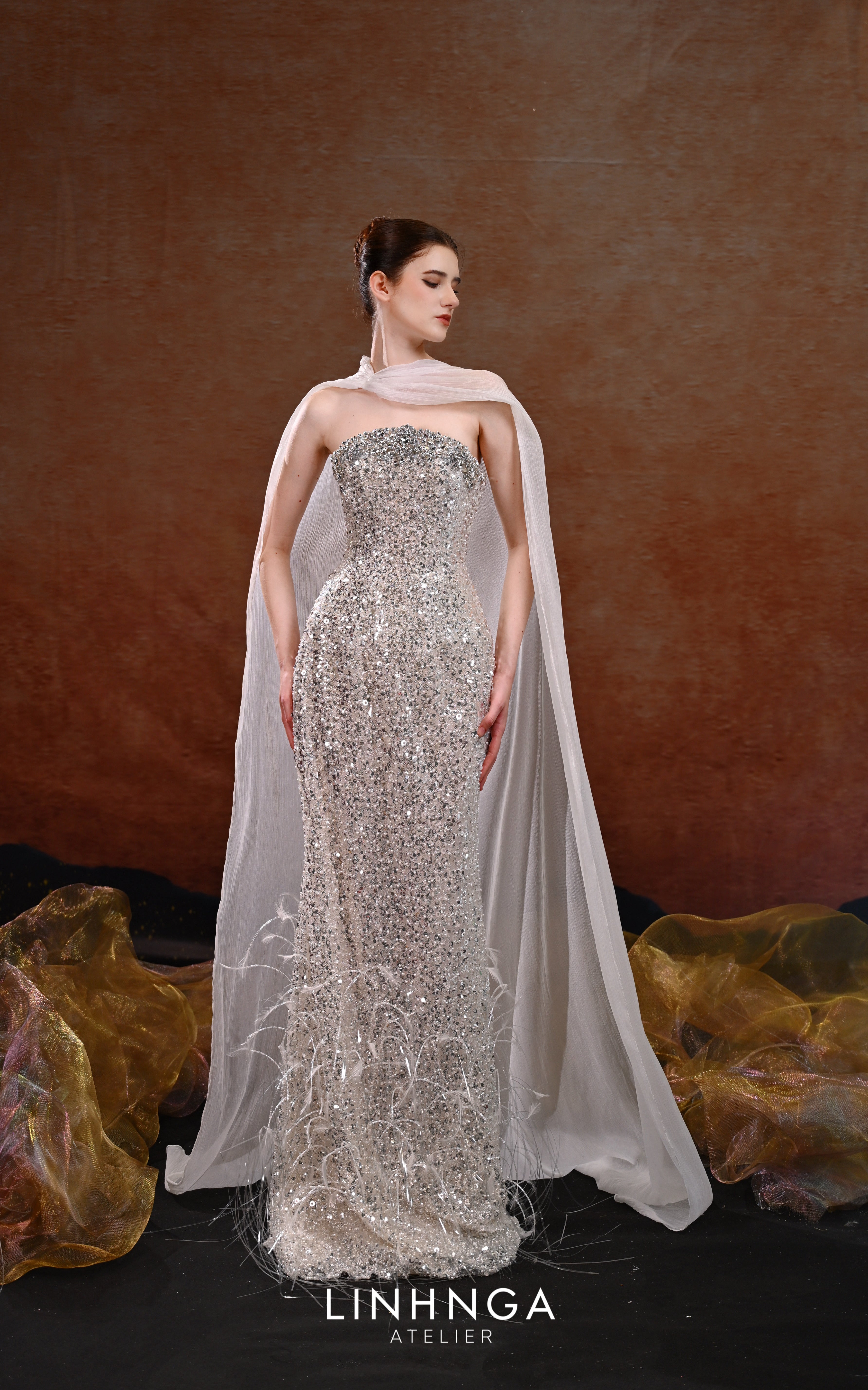 Linh Nga LXBCT174 Beaded Couture Dress