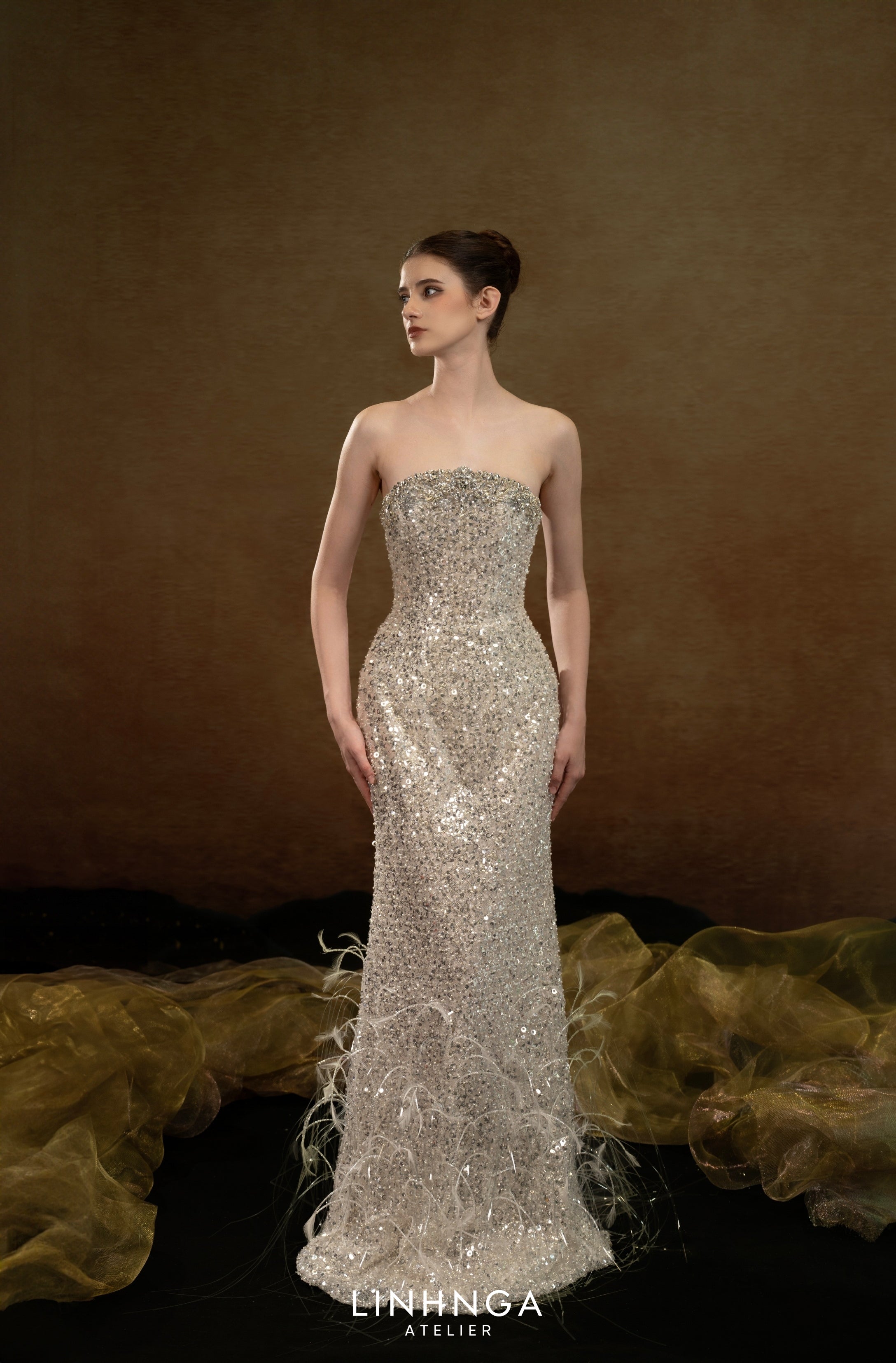 Linh Nga LXBCT174 Beaded Couture Dress