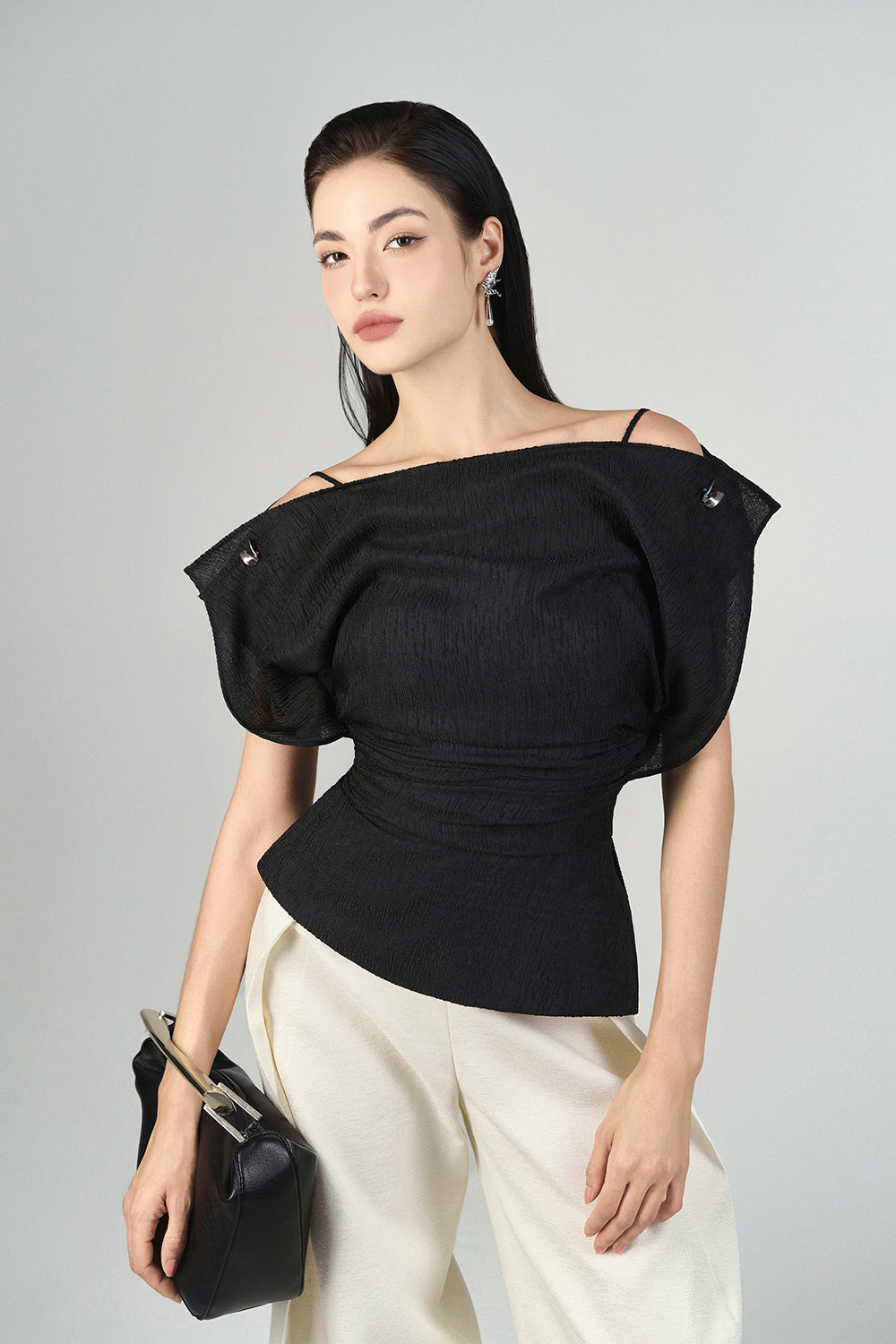 Liora Boat Neck Peplum Top