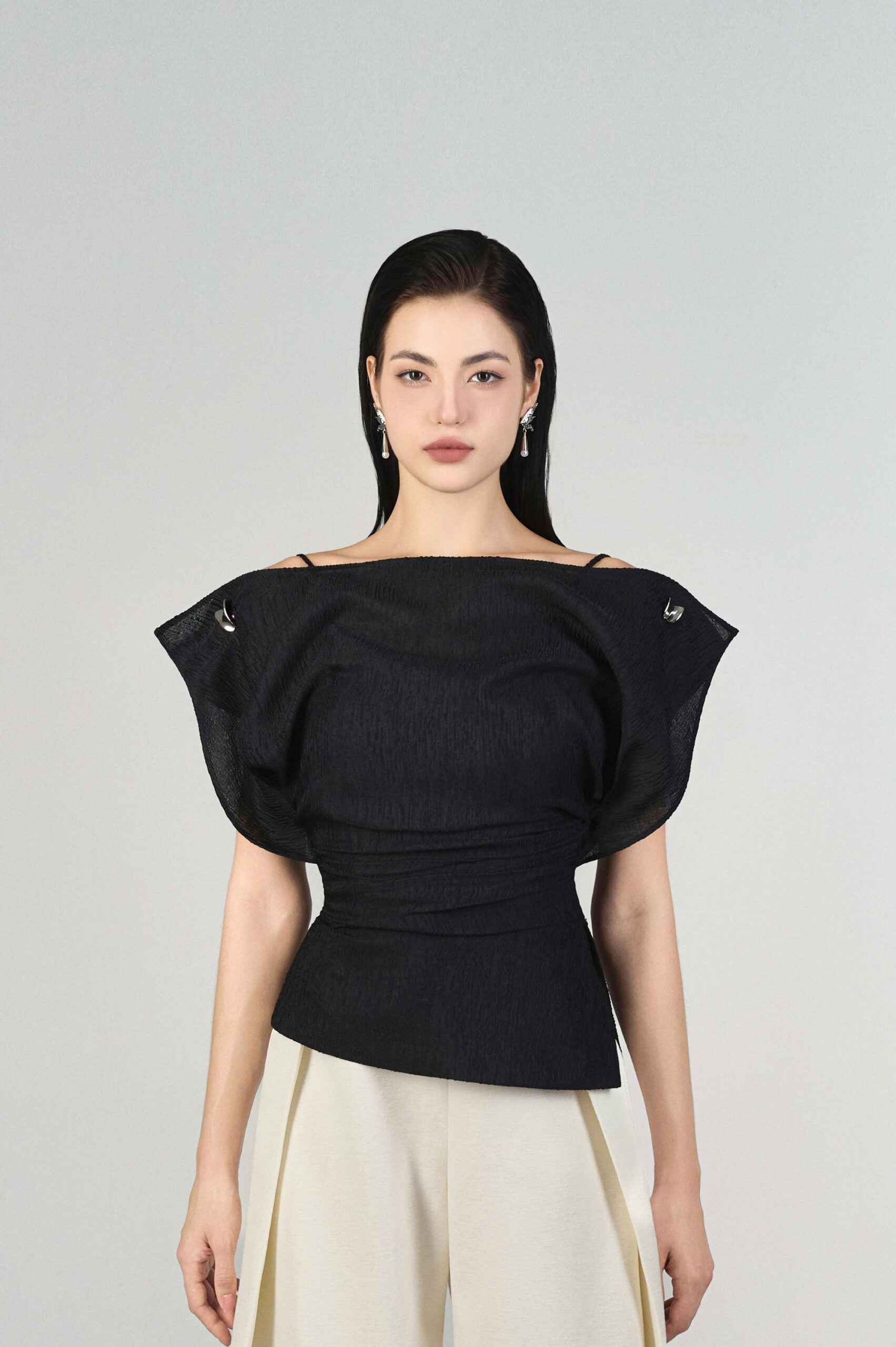 Liora Boat Neck Peplum Top