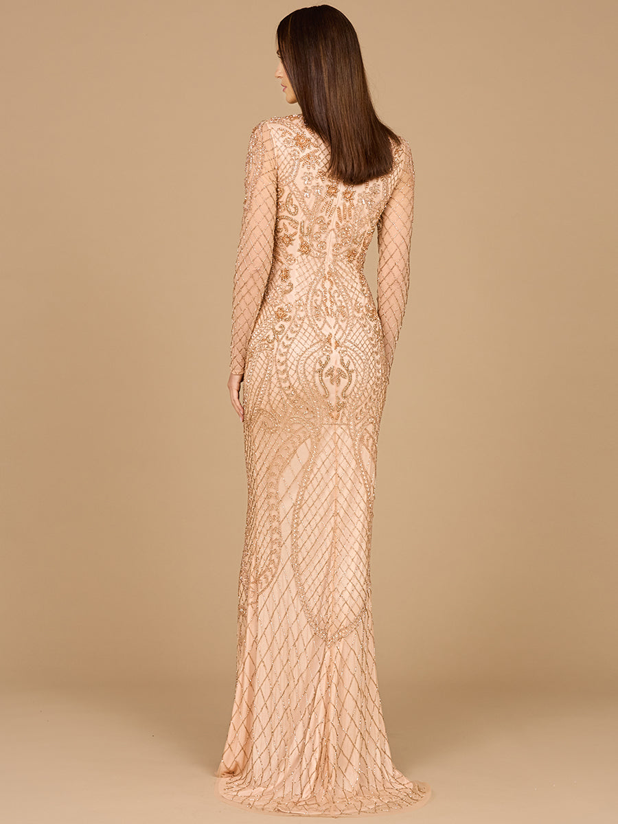 Long Sleeve Beaded Dress 29615