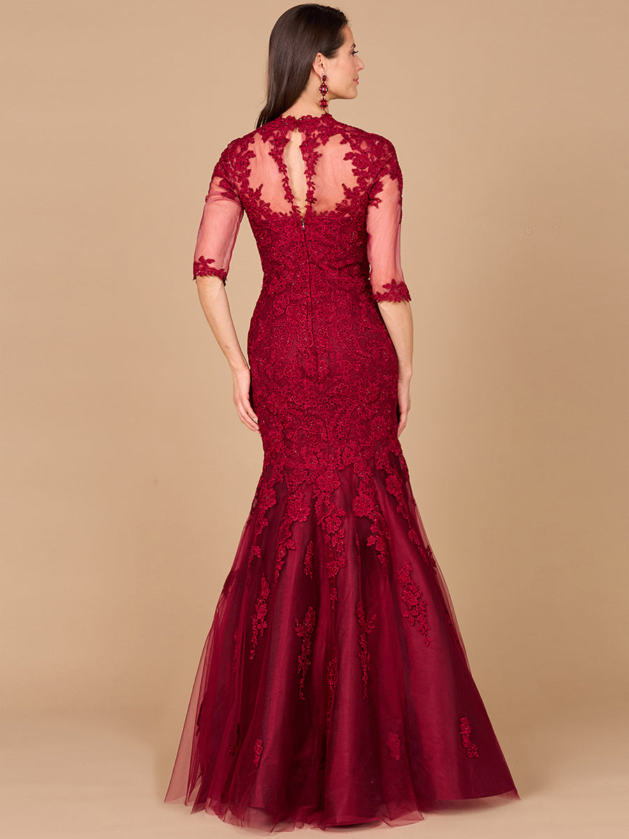 Long Sleeve Mermaid Lace Gown 29019