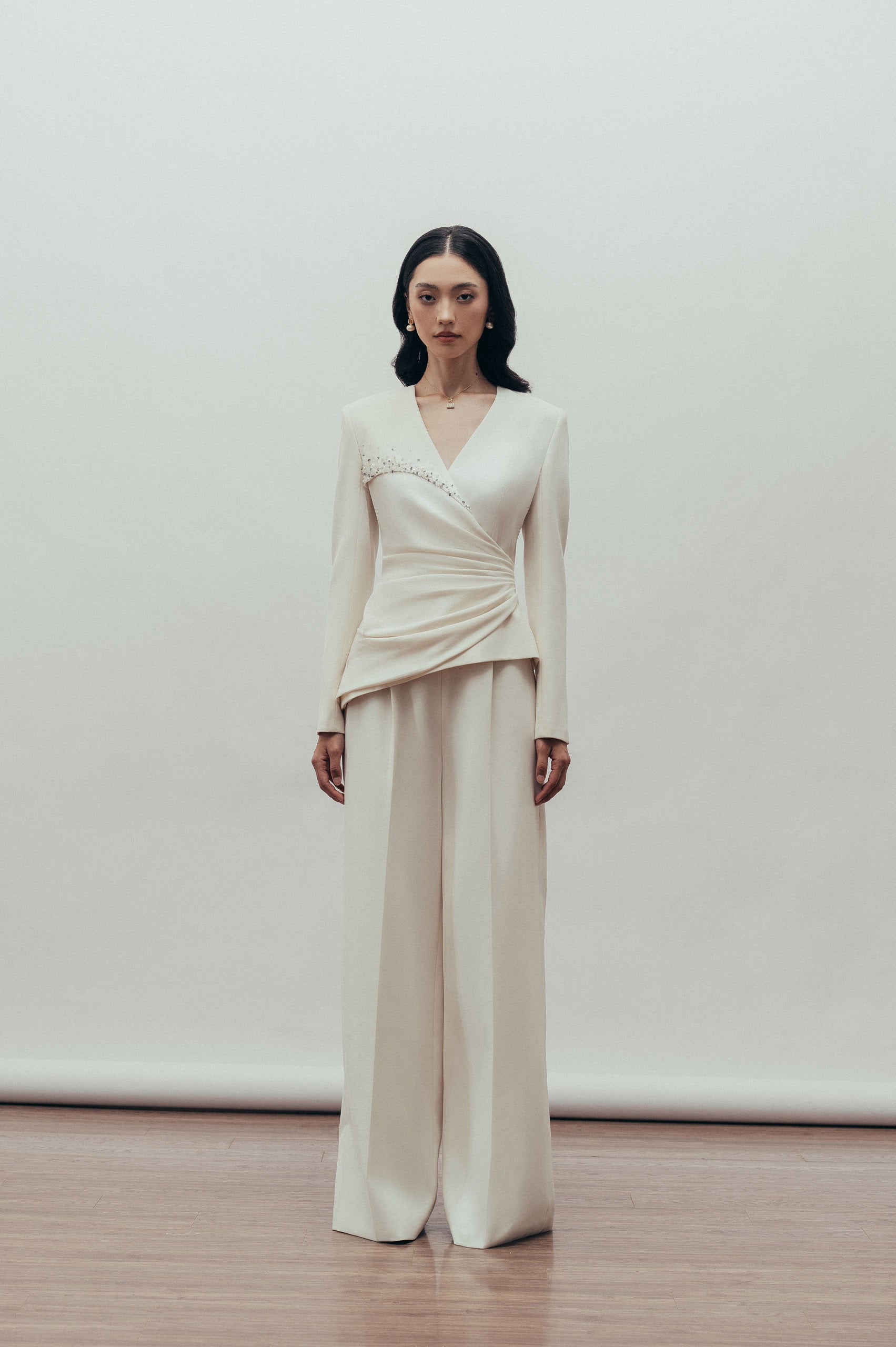 Lyra Peplum Top & Classic Trousers