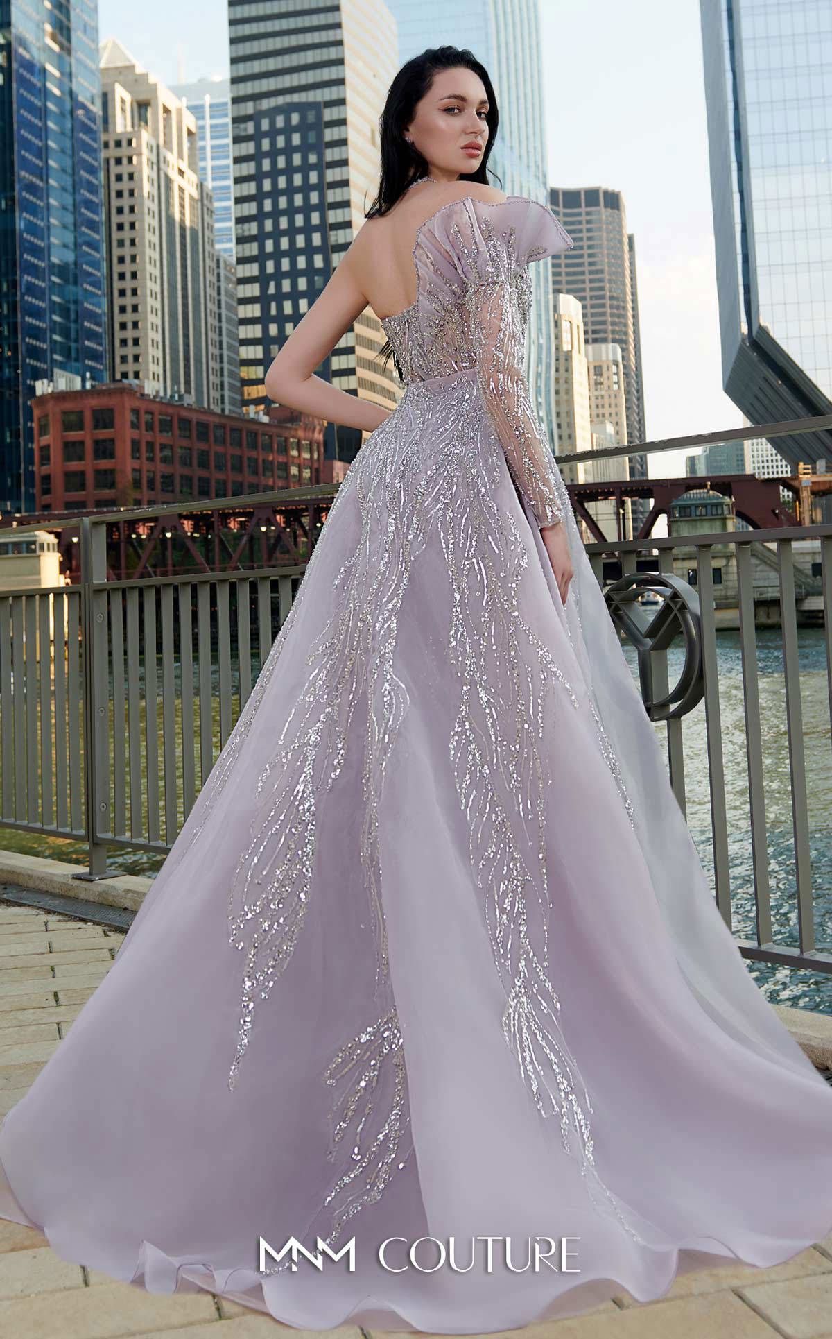 MNM Couture Style M1114 - Couture Tulle Gown with Asymmetrical Opulence