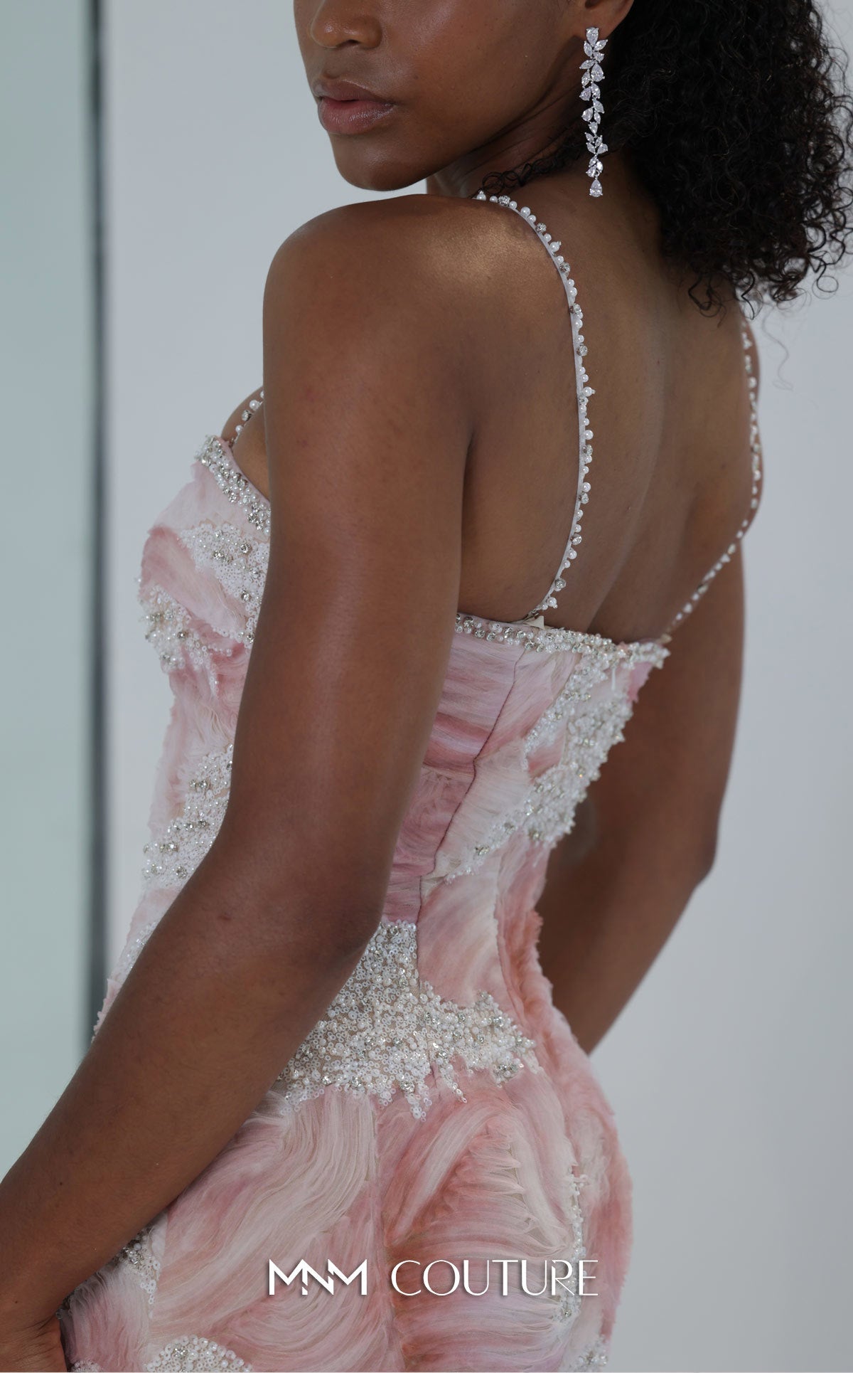 MNM Couture M1133 - 3D Wave Tulle Mermaid Gown with Pearl Detailing