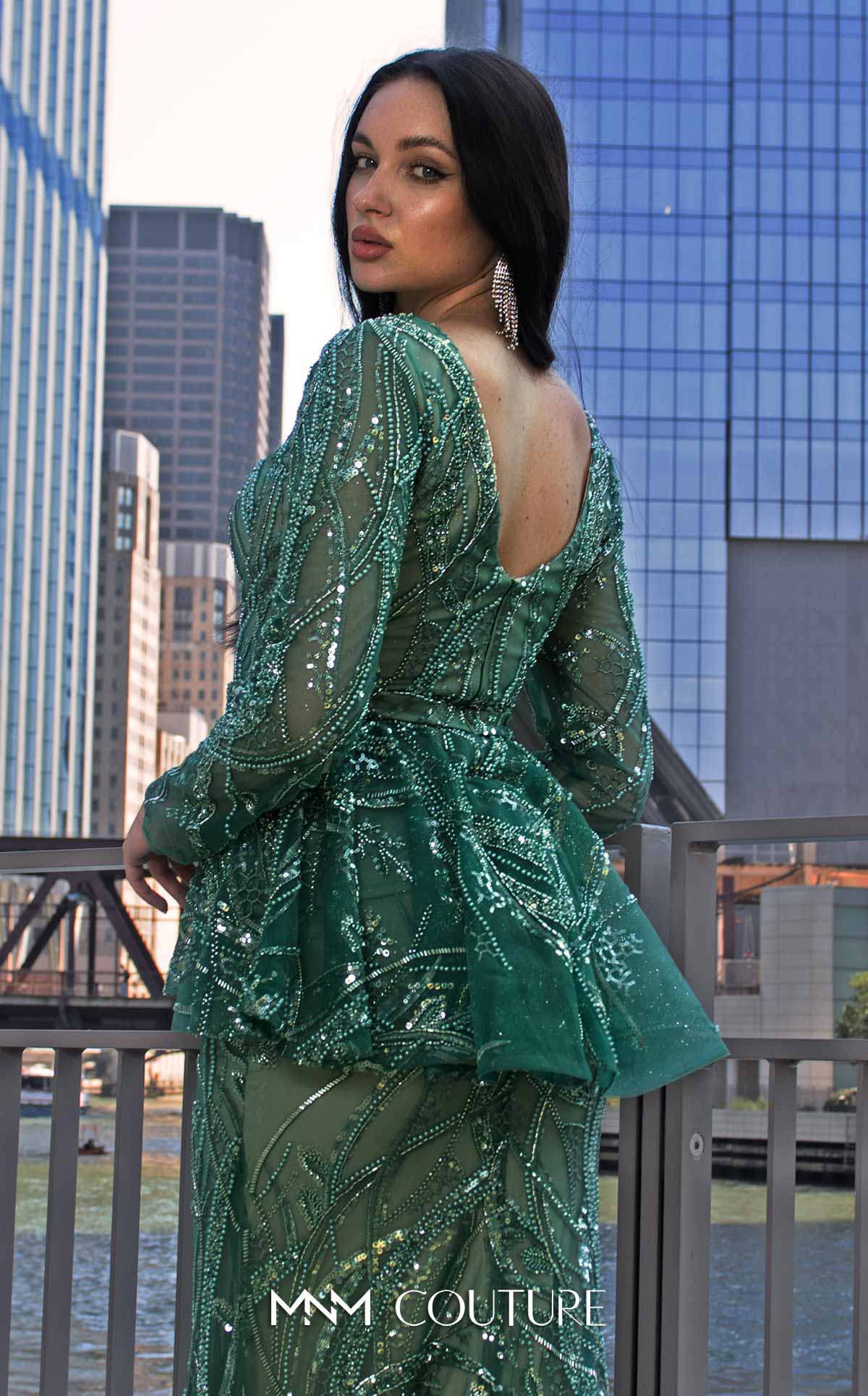 MNM Couture Style M1140 - Elegant Sequined Mermaid Gown with Dramatic Charm