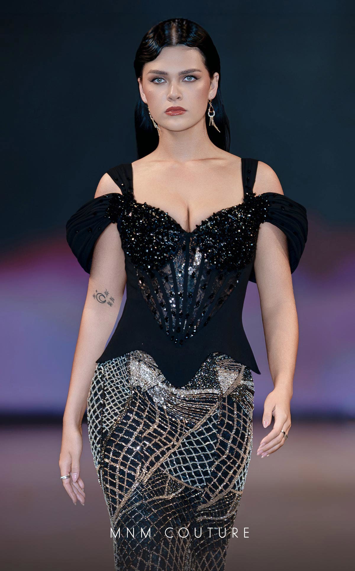 MNM Couture J03603: Beaded Off-Shoulder Mermaid Gown