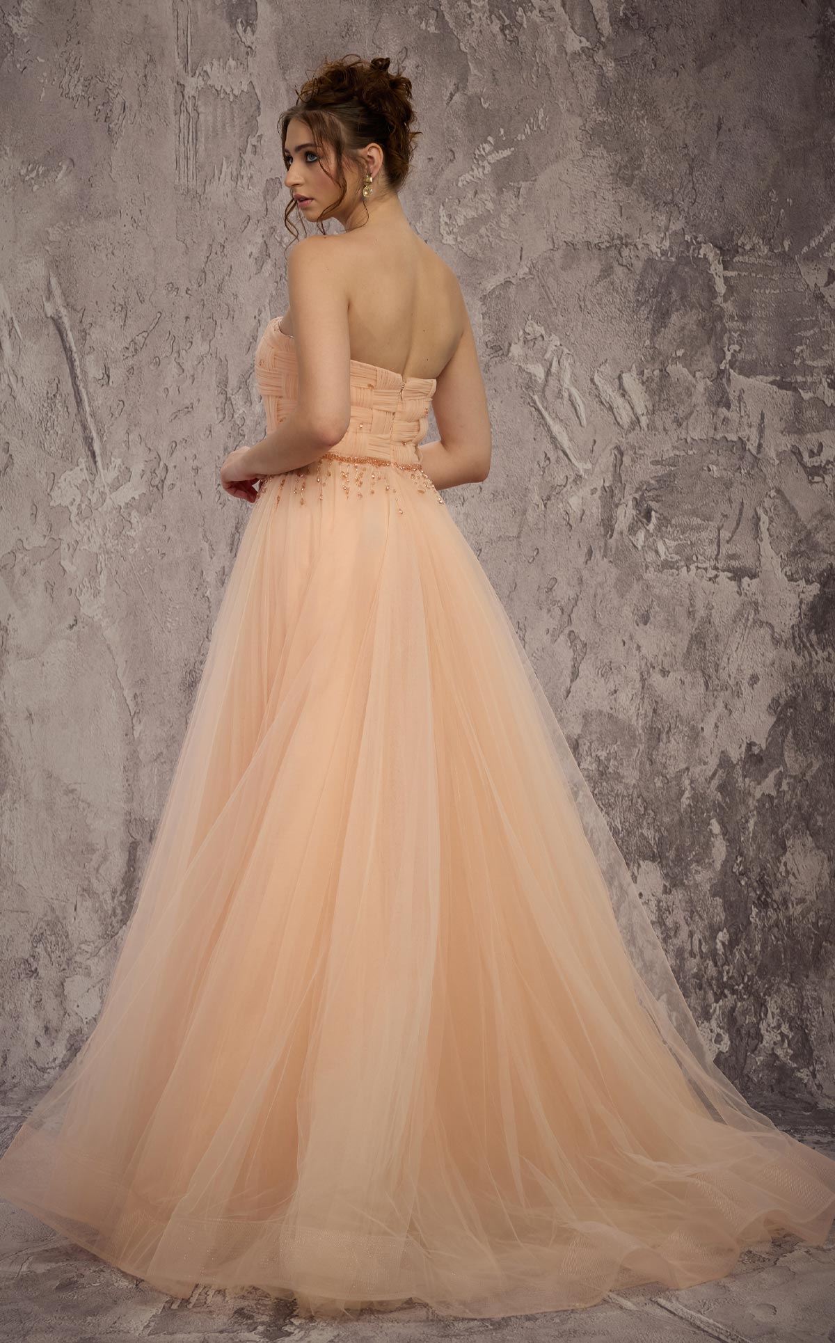 MNM Couture J03604: Strapless Basket-Weave Organza Gown