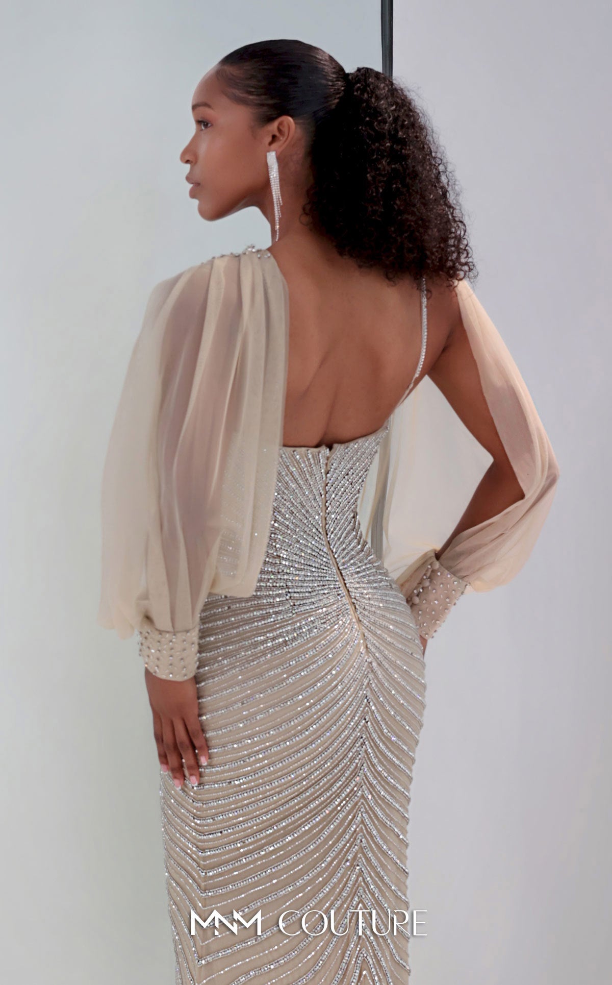 MNM Couture M1191 Beaded Crystal Mermaid Gown with Sweetheart Neckline