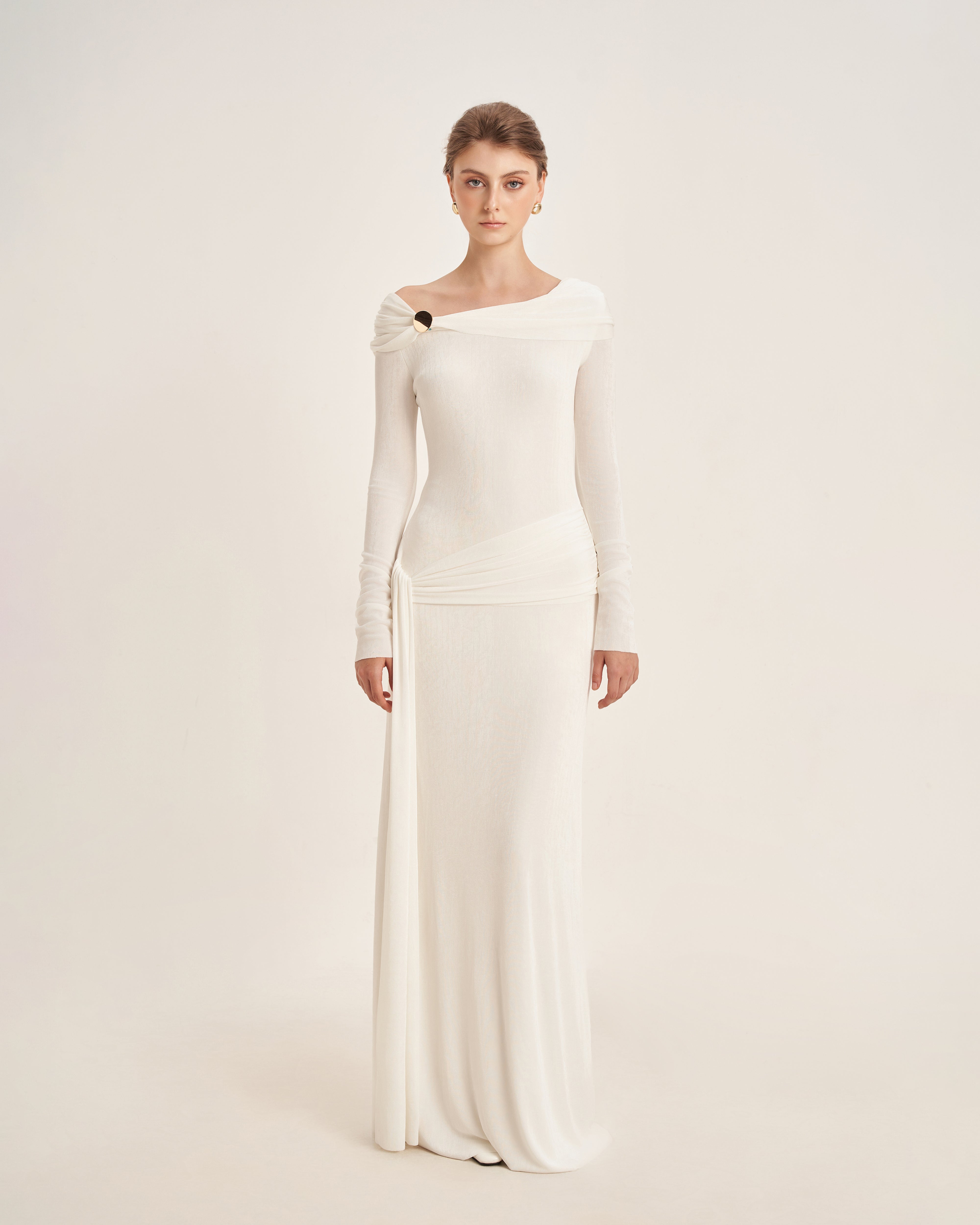 Mirer - Dandelion Sheath Elastance Jersey Maxi Dress