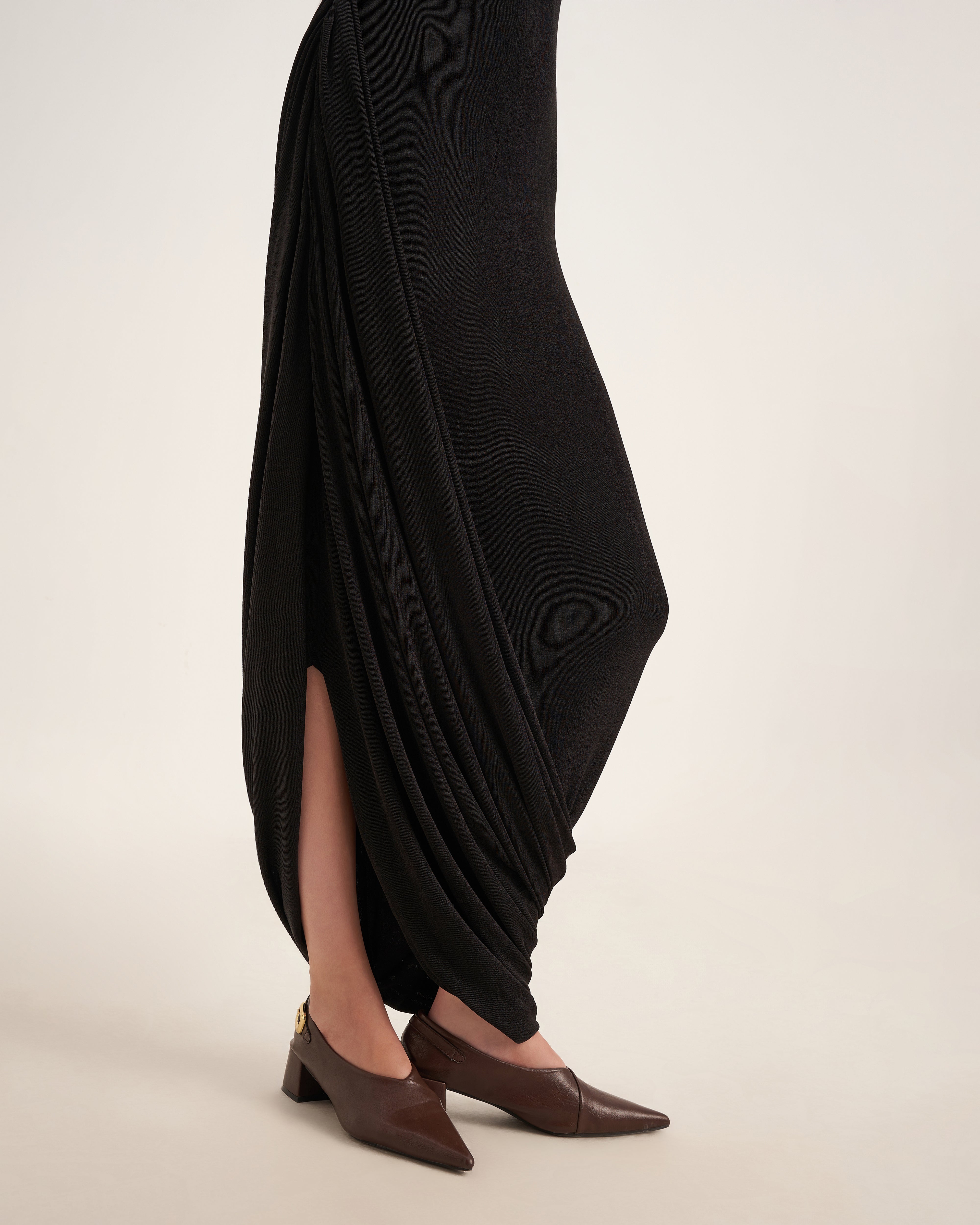 Mirer - Primrose Asymmetric Elastance Jersey Maxi Dress