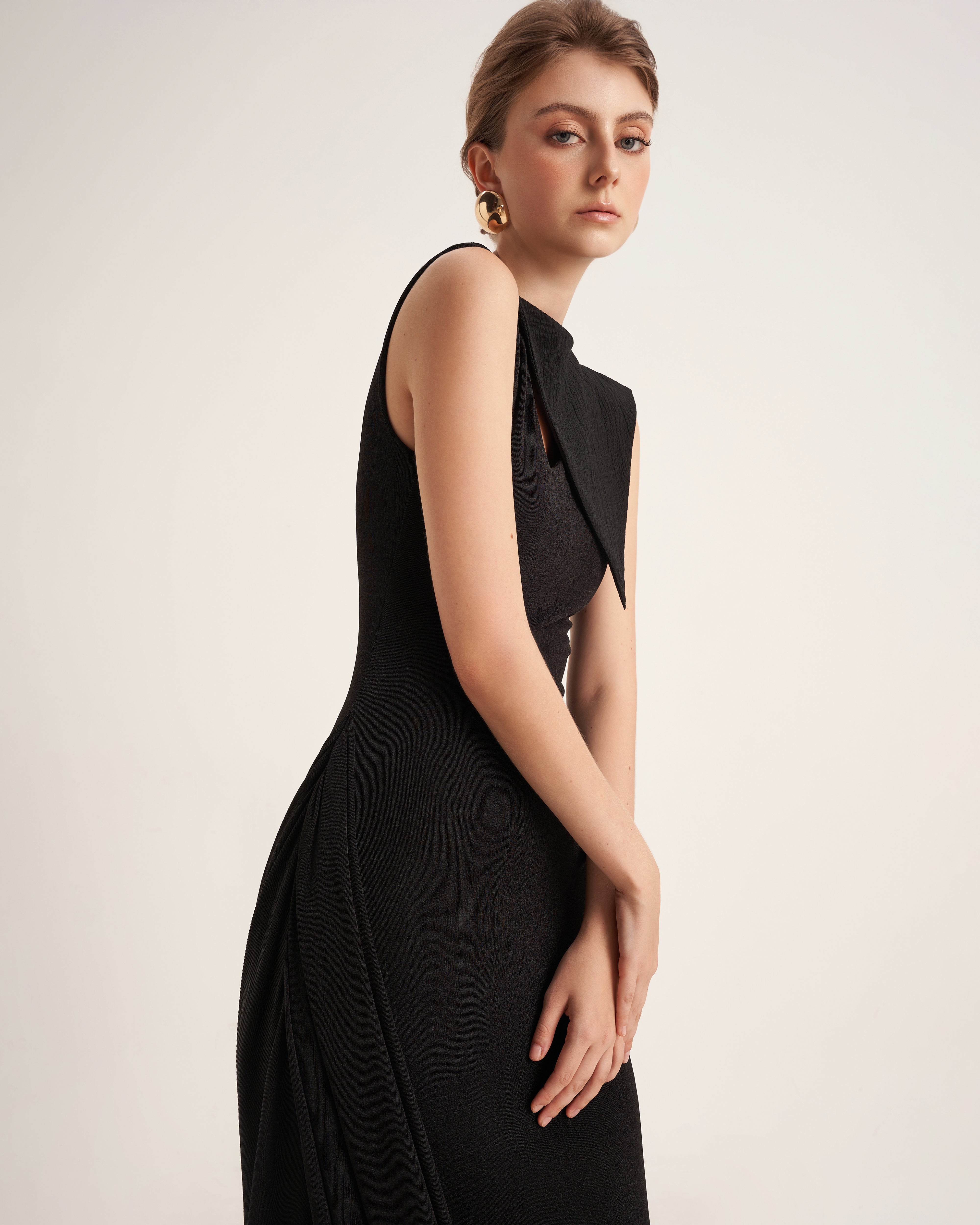 Mirer - Primrose Asymmetric Elastance Jersey Maxi Dress