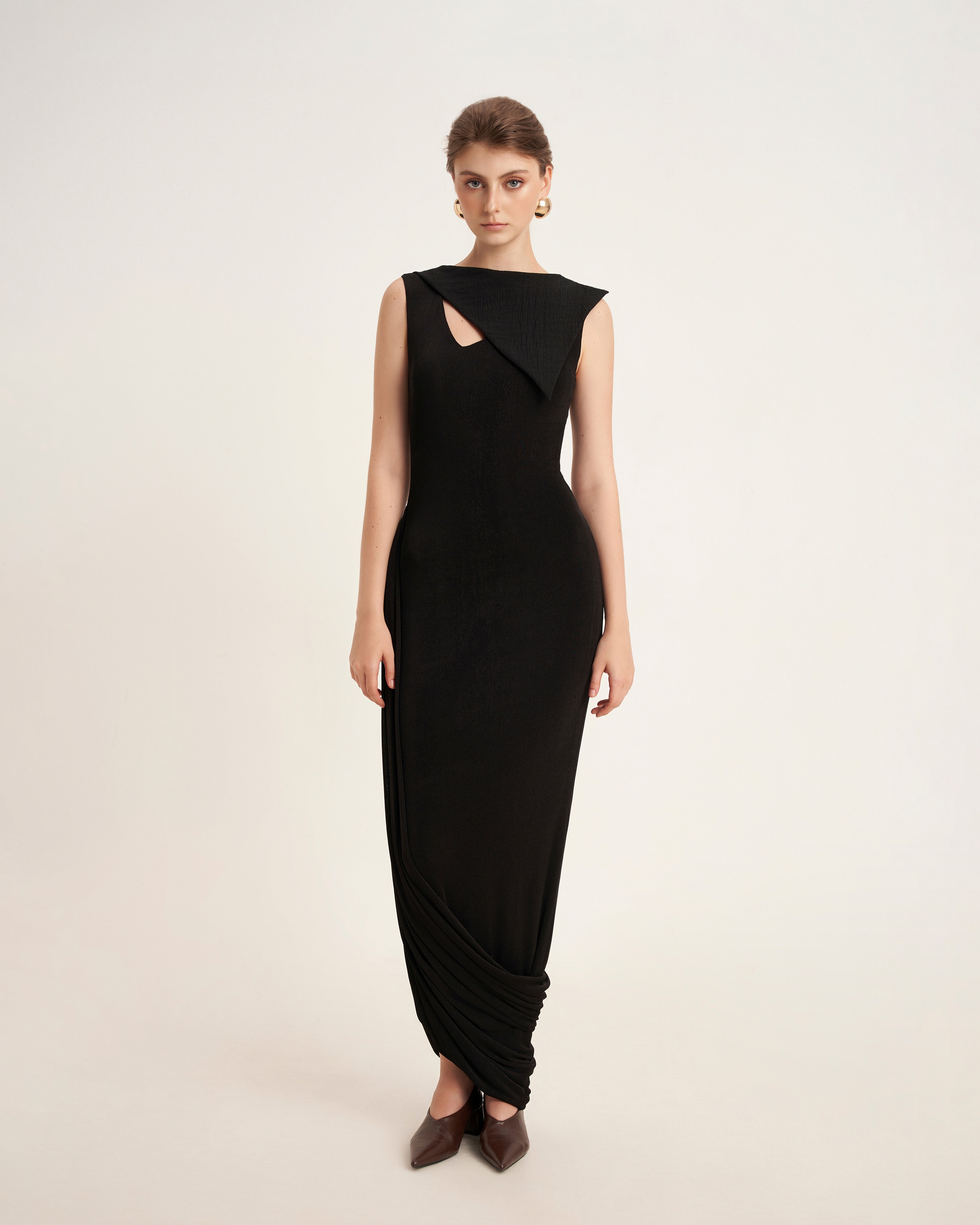 Mirer - Primrose Asymmetric Elastance Jersey Maxi Dress