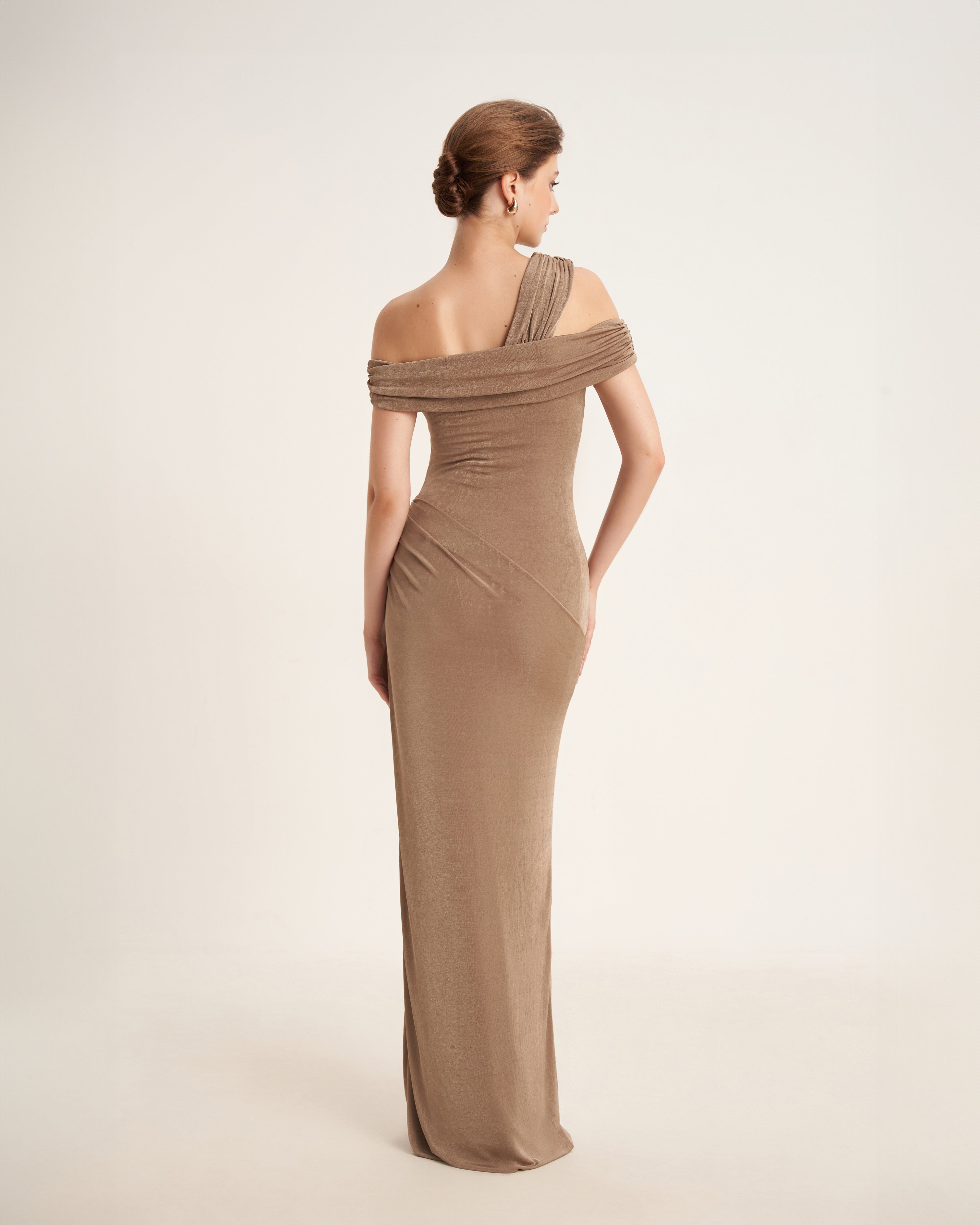 Mirer - Plumeria Sheath Elastance Jersey Maxi Dress