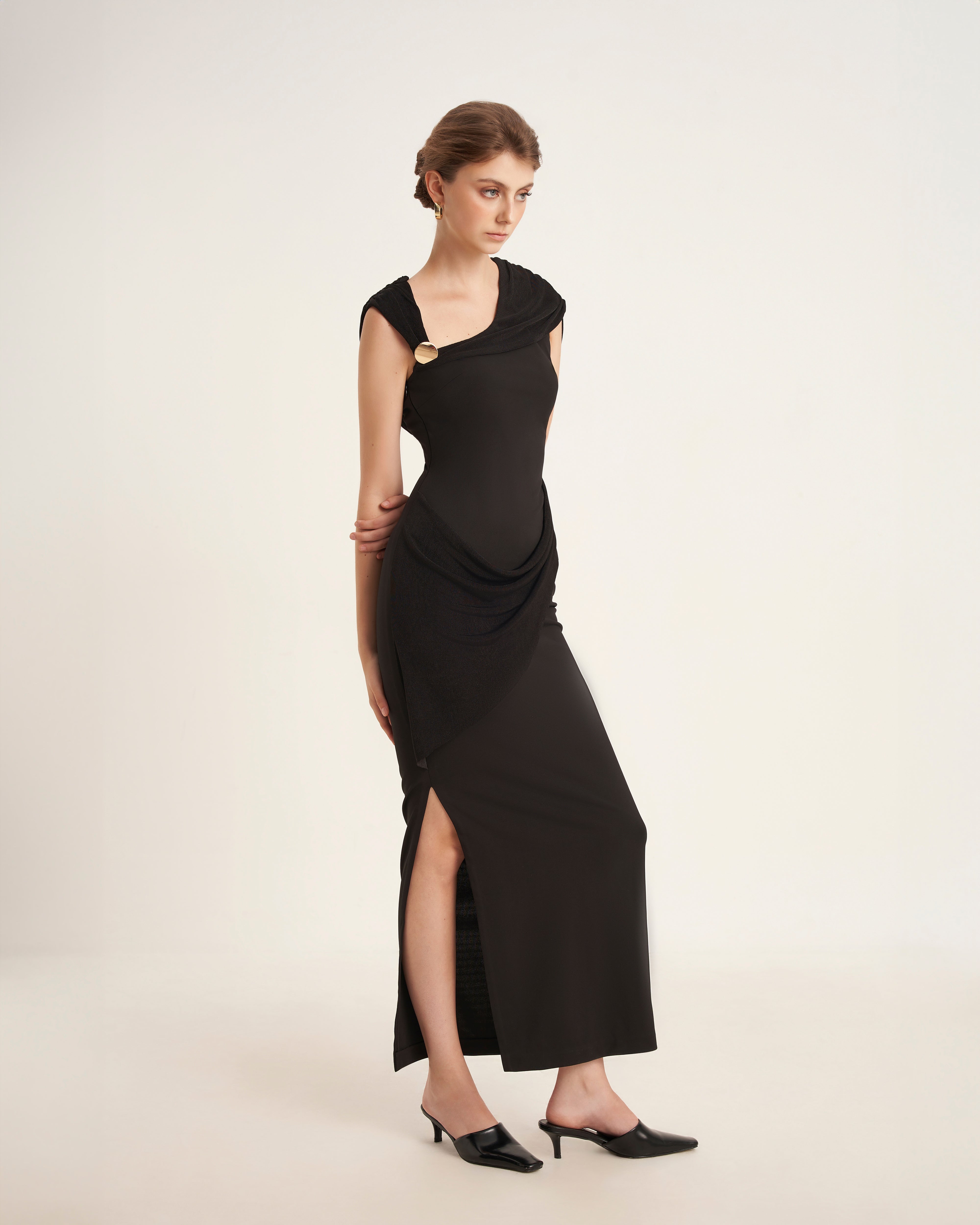 Mirer - Elderberry Sheath Ponte Knit Maxi Dress