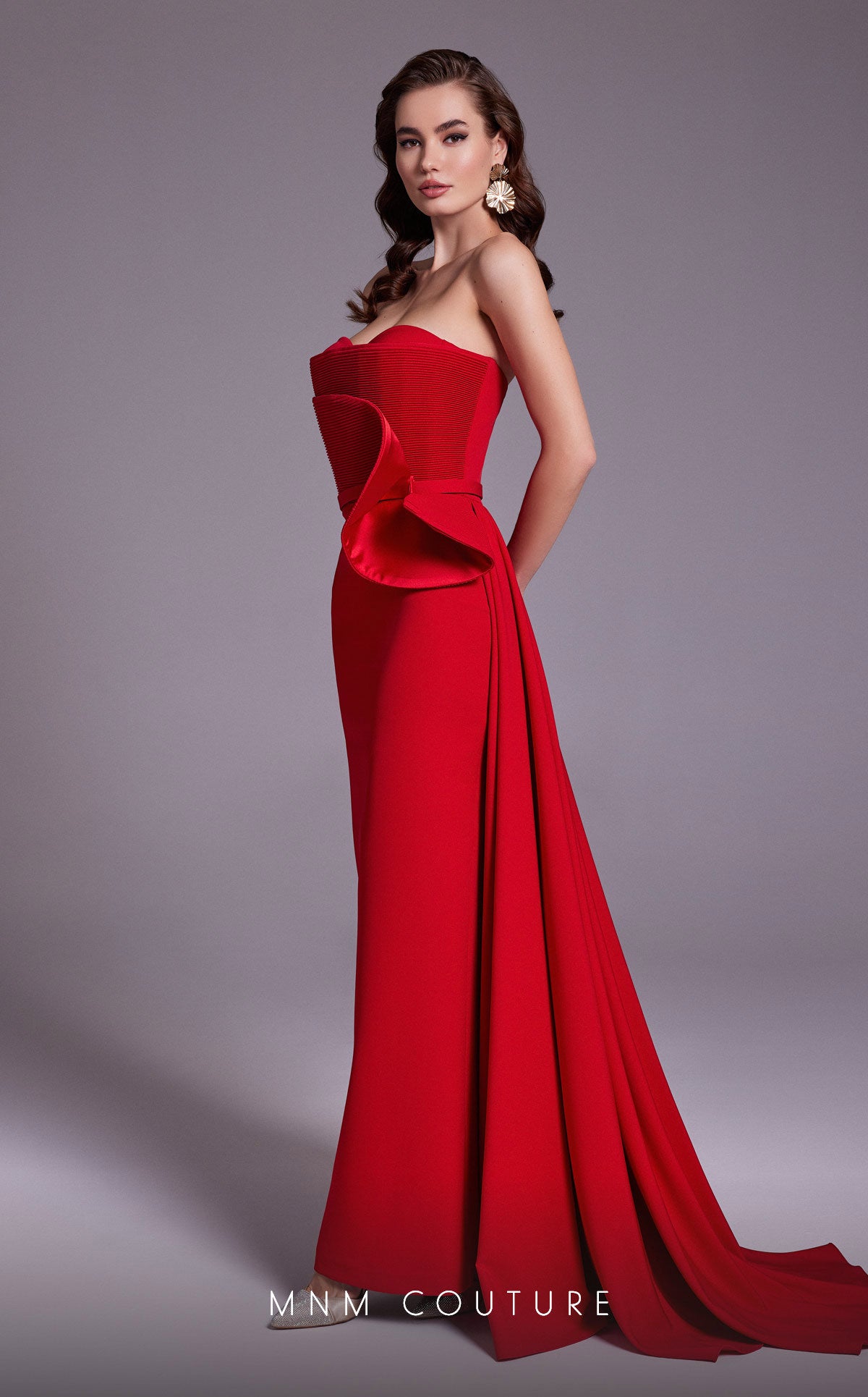 Magenta Strapless Evening Gown N0520A