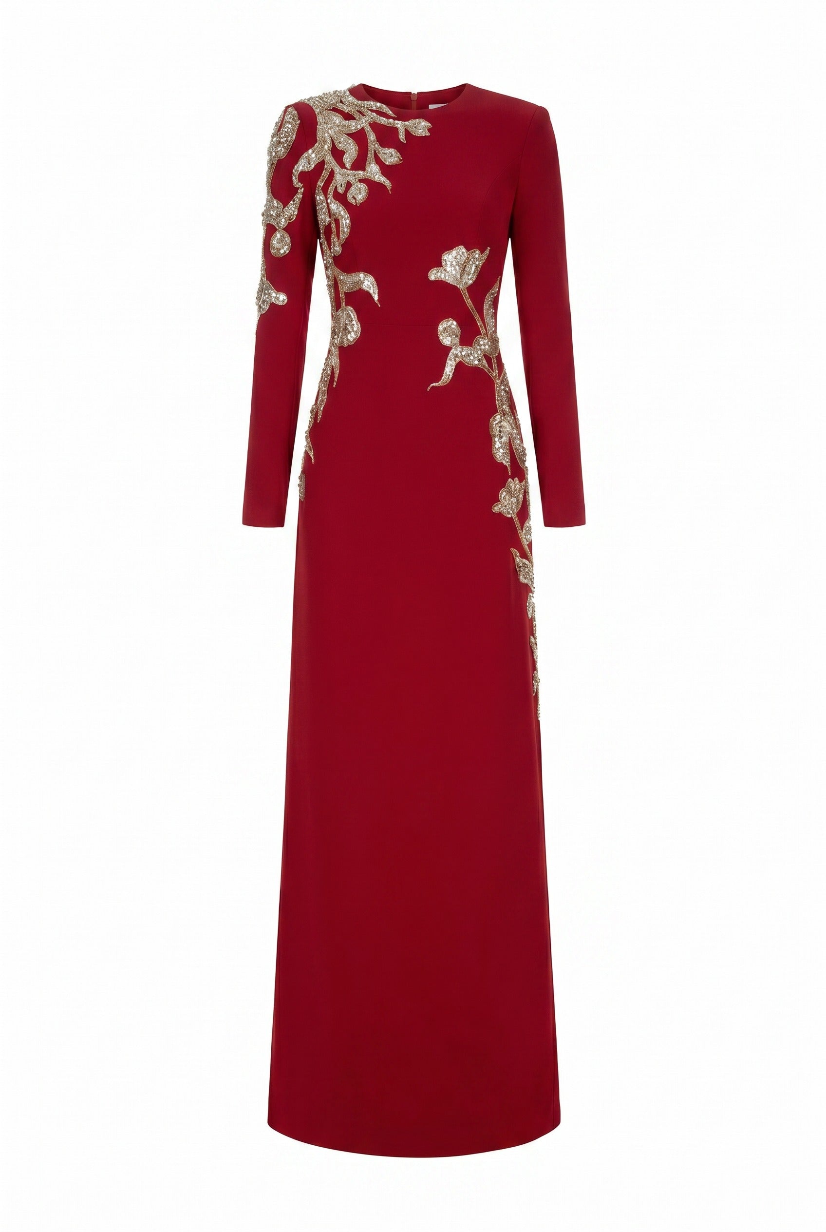 Matilde A-line Long Sleeved Velvet Satin Maxi Dress
