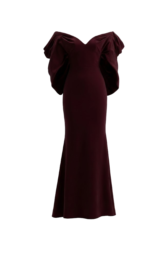 Mirer - Amora Off Shoulder Gathering Maxi Dress-4