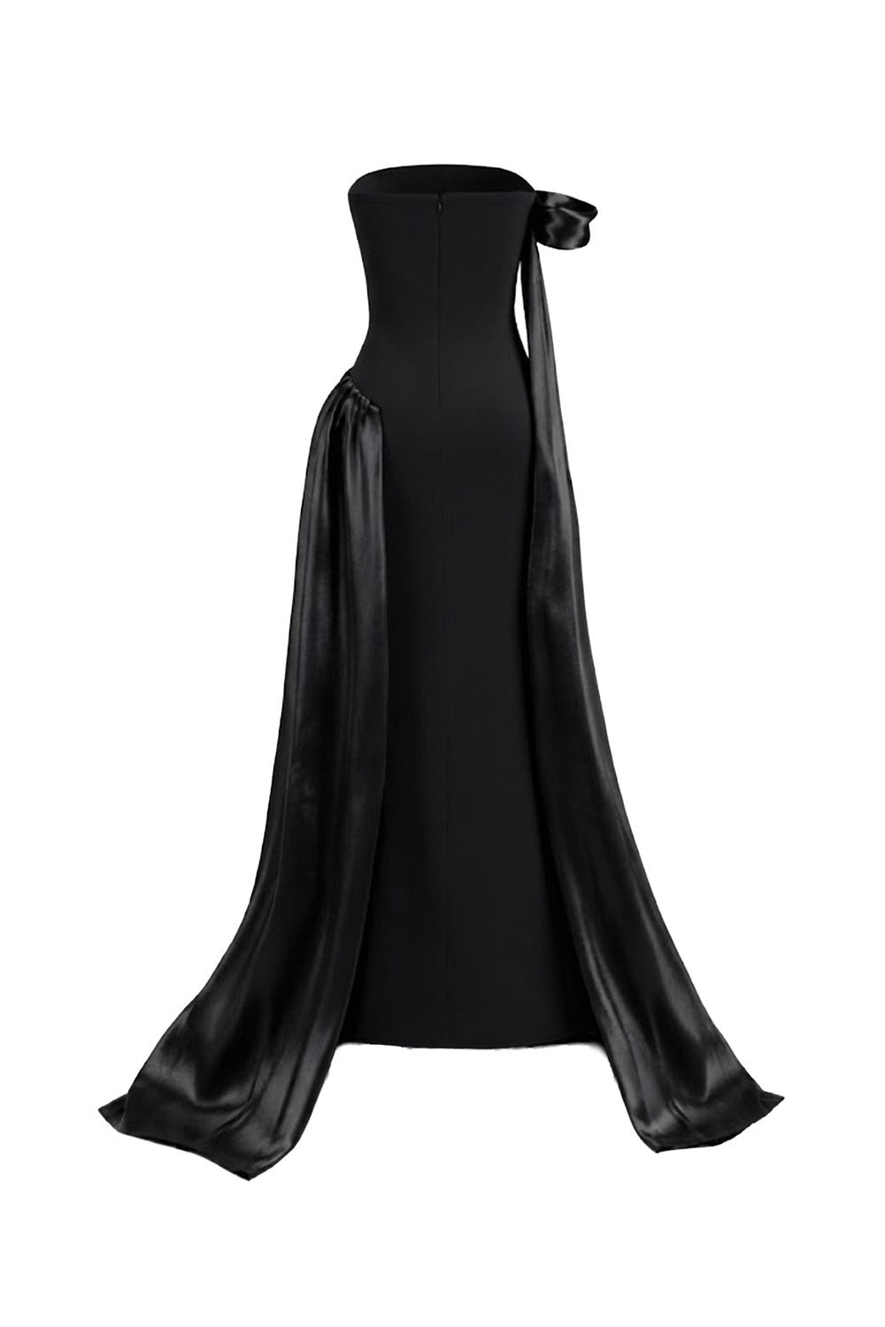 Mirer - Aura Asymmetric Off Shoulder Cotton Spandex Floor Length Dress-6