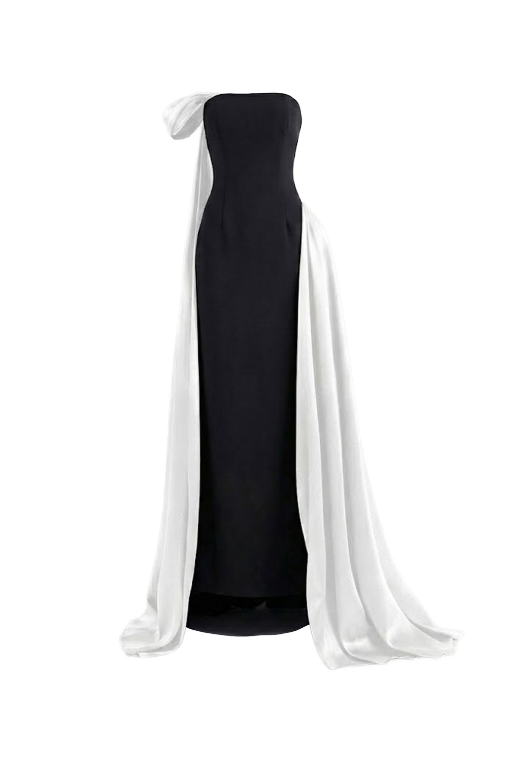 Mirer - Aura Asymmetric Off Shoulder Cotton Spandex Floor Length Dress-7