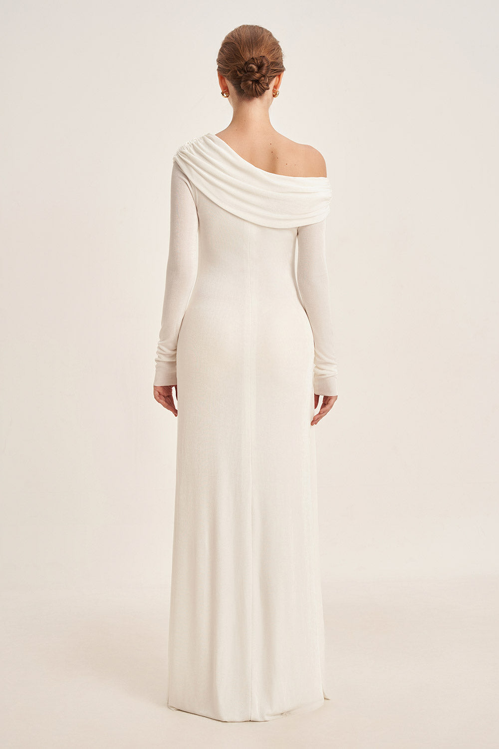 Mirer - Dandelion Sheath Long Sleeved Elastic Cotton Floor Length Dress-3