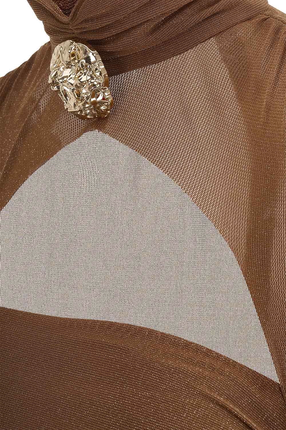 Mirer - Dunessia Cape High Neck Elastic Cotton Floor Length Cape-2