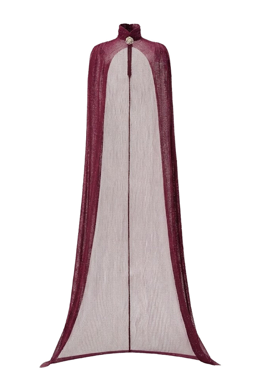 Mirer - Dunessia Cape High Neck Elastic Cotton Floor Length Cape-5