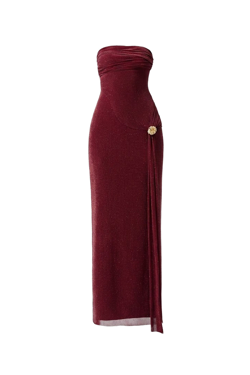Mirer - Dunessia Sheath Extended Flap Elastic Cotton Maxi Dress-6