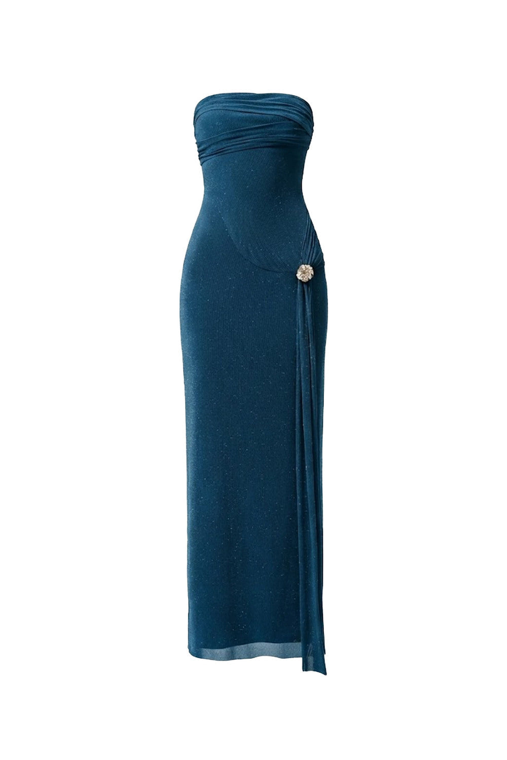 Mirer - Dunessia Sheath Extended Flap Elastic Cotton Maxi Dress-7