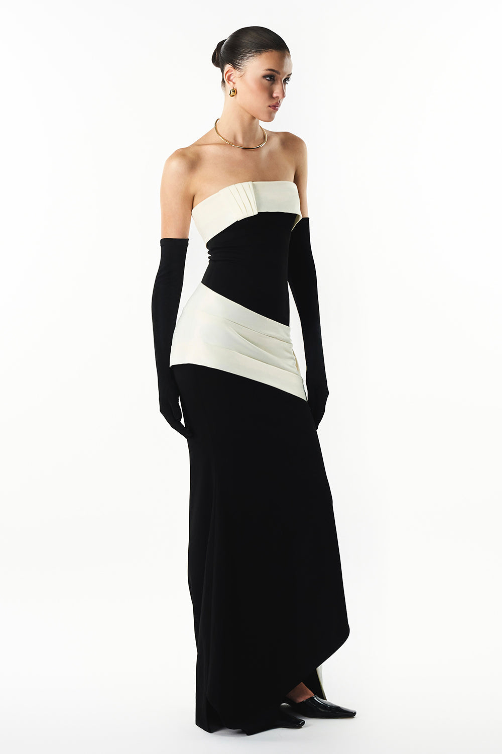 Mirer - Elaris Straight Across Draped Maxi Dress-4