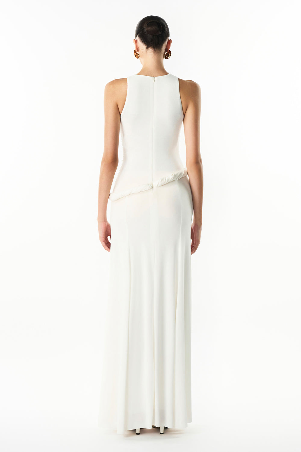 Mirer - Ivanna High Neck Gathering Maxi Dress-4
