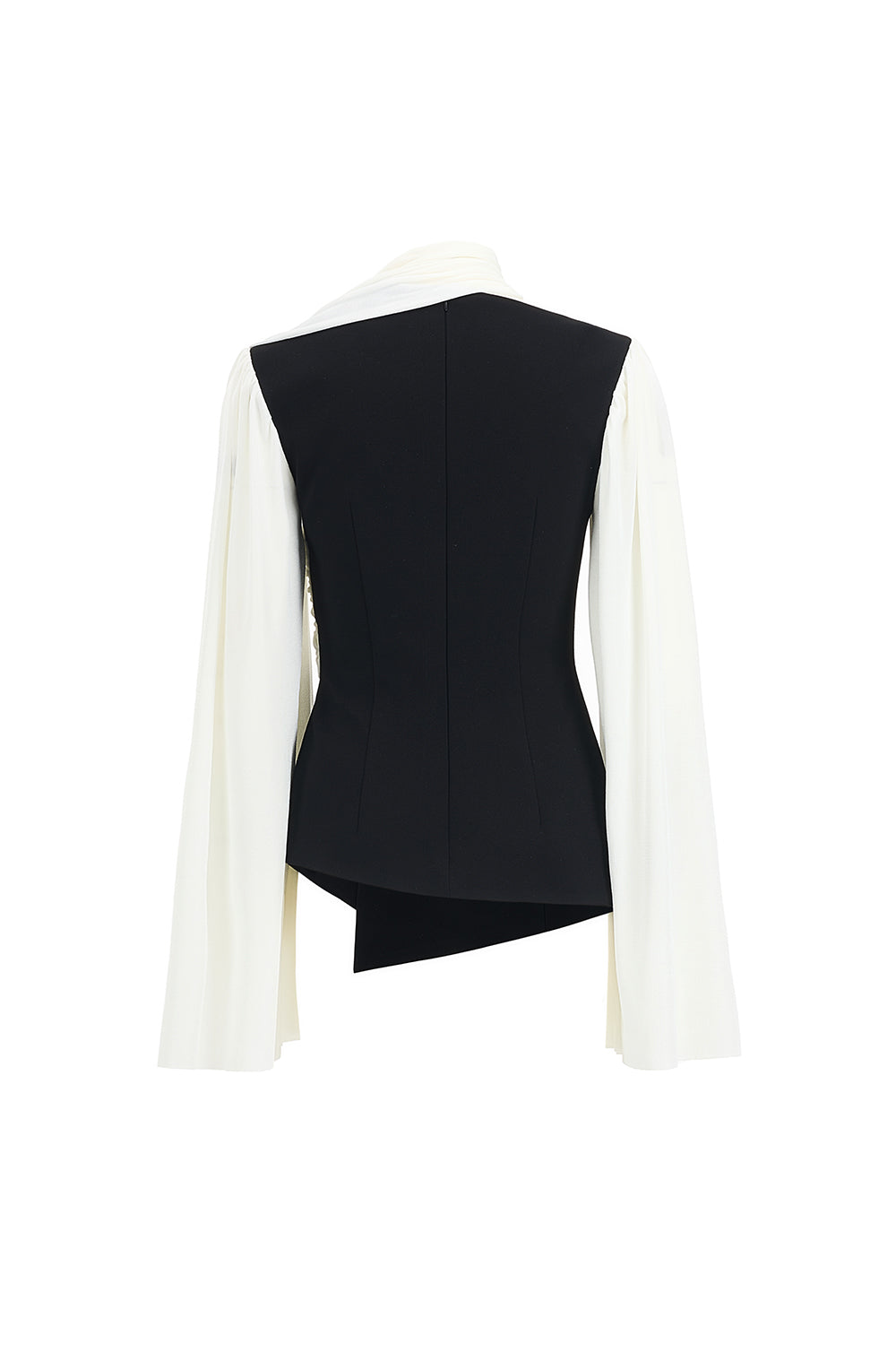 Mirer - Kiva Sheath Slit Sleeved Cotton Spandex Top-3