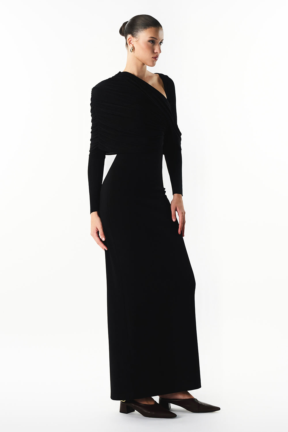 Mirer - Noira Sheath Draped Maxi Dress-4