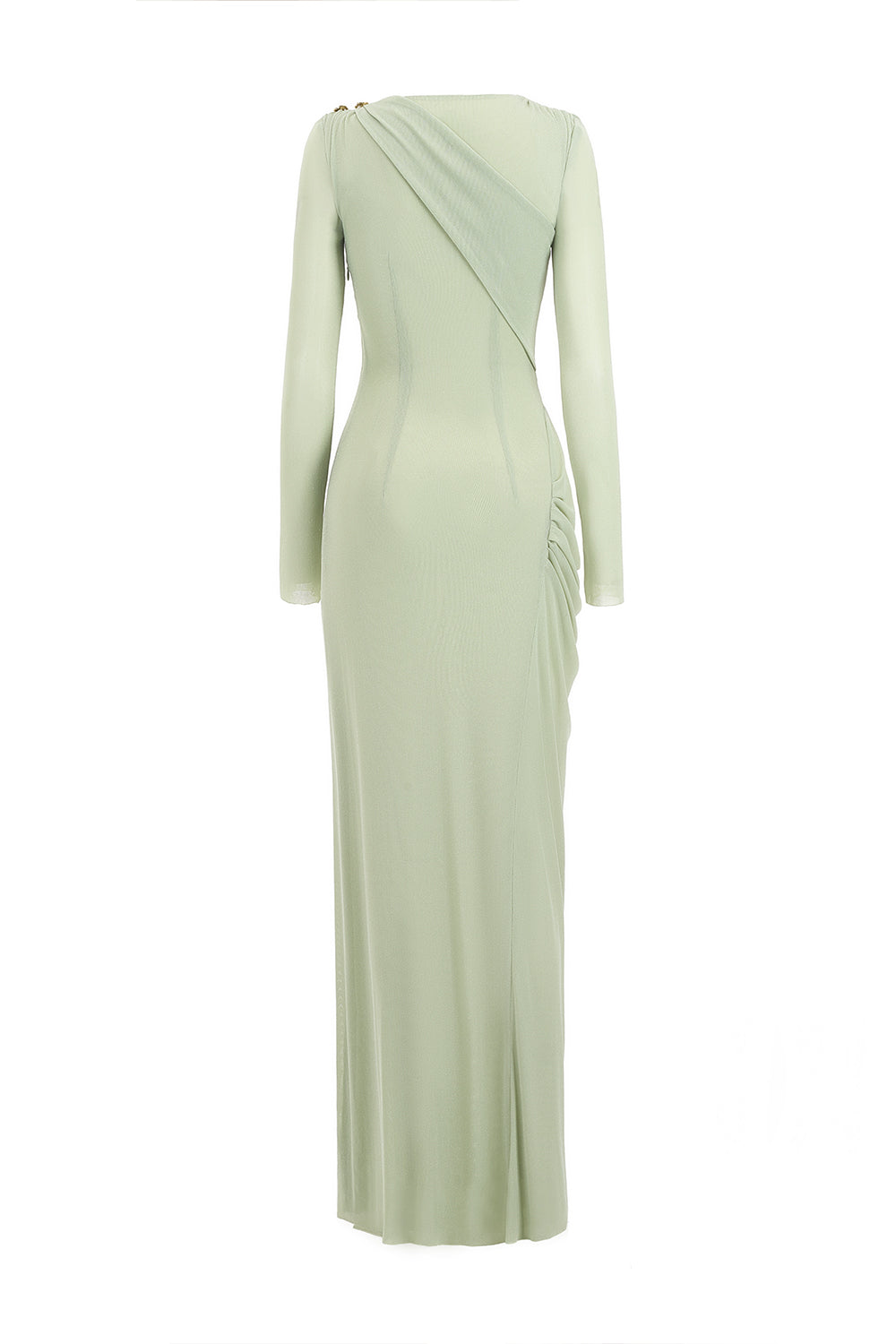 Mirer - Verlarune Sheath Asymmetric Neck Elastic Cotton Maxi Dress-4