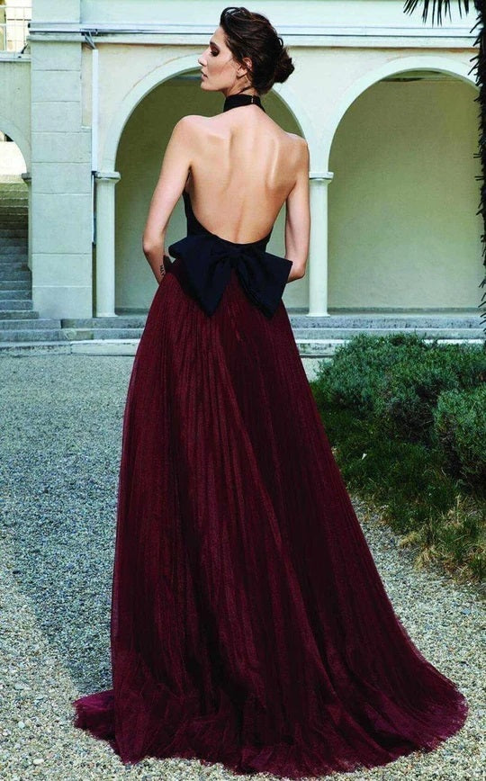 Shirred Halter Neck Ballgown N0124