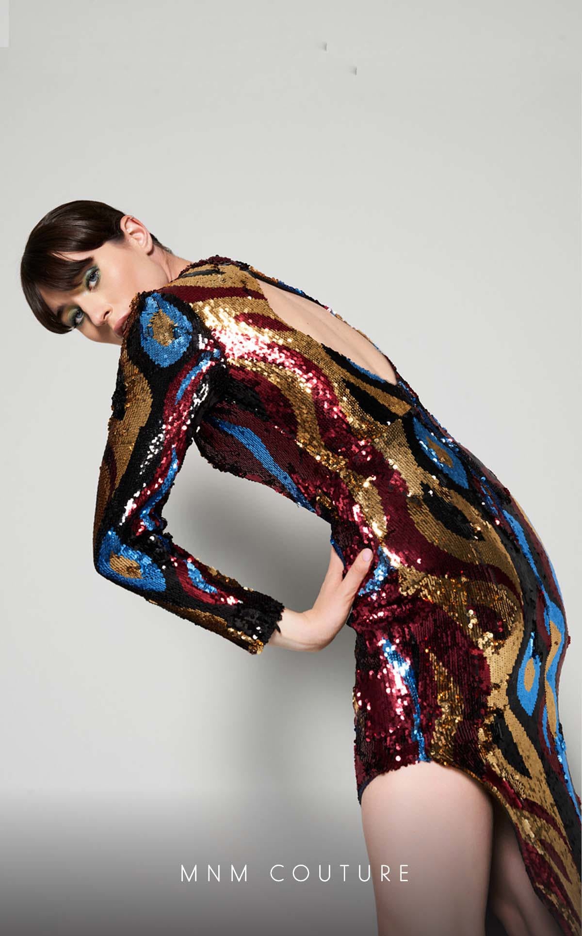 leek Multicolor Sequined Sheath for Unforgettable Evenings N0409