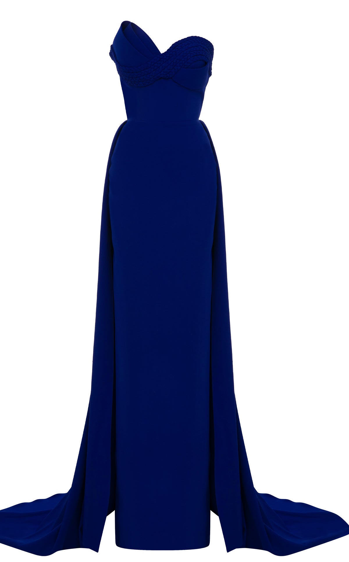 Asymmetric Column Gown with Detachable Train N0687