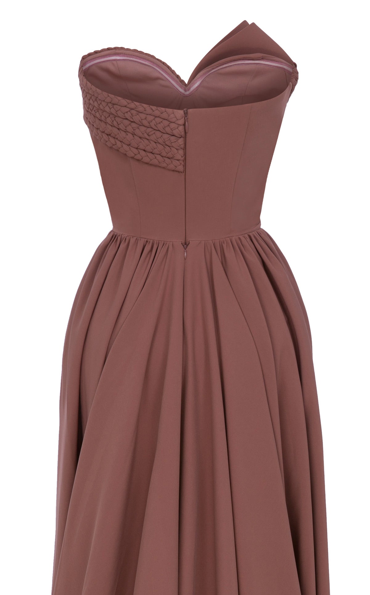 Asymmetric Column Gown with Detachable Train N0687