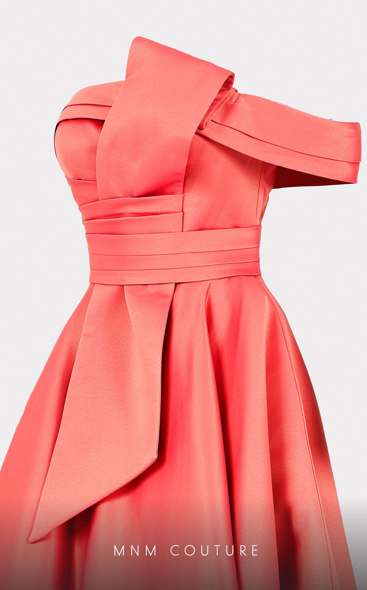 Nour Fathallah N0511 - Sophisticated Mikado A-Line Midi Dress with Ruched Details