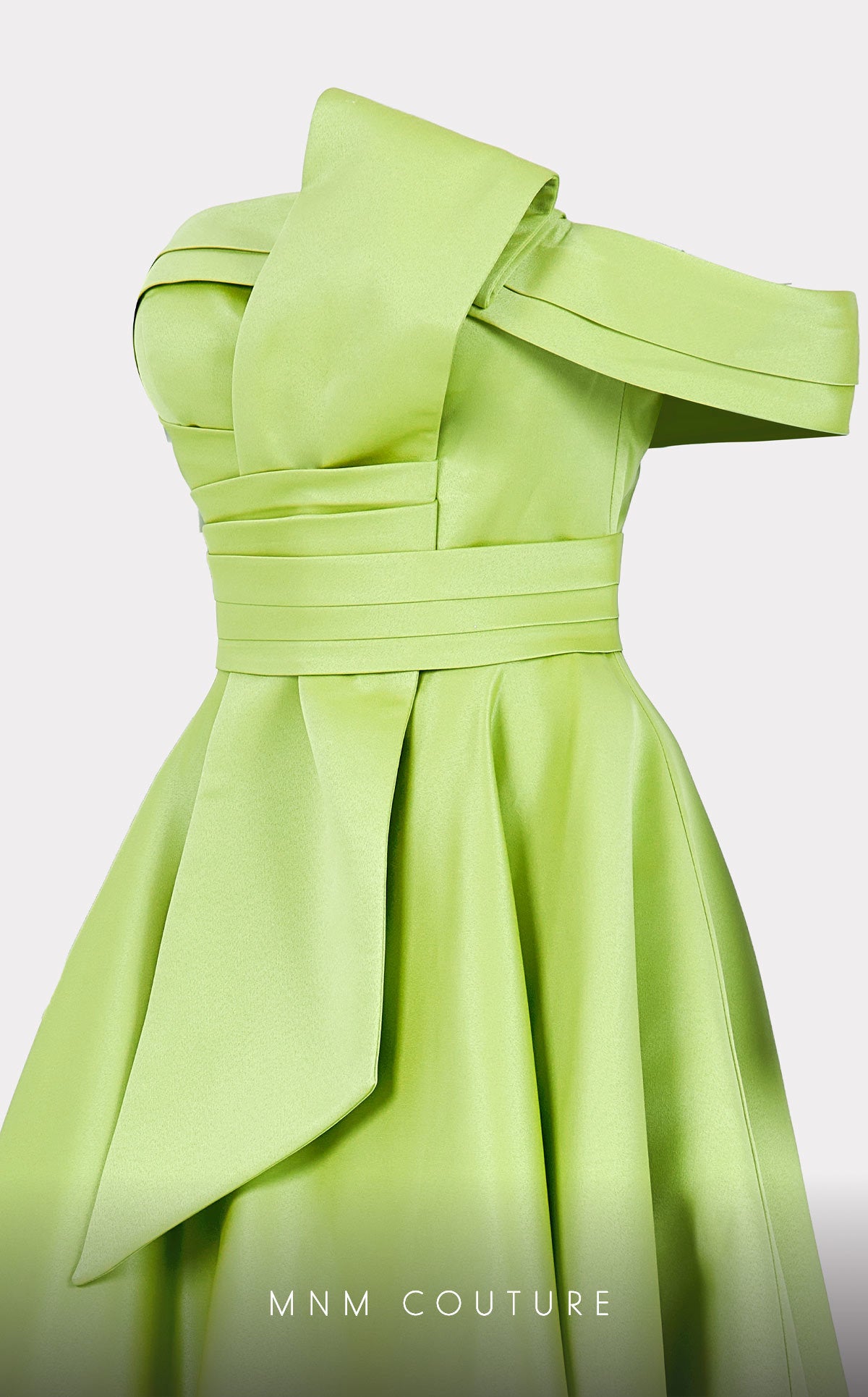 Nour Fathallah N0511 - Sophisticated Mikado A-Line Midi Dress with Ruched Details