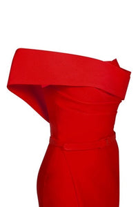Nour Fathallah N0535 - Strapless Crepe Gown with Sarong Skirt & Tail