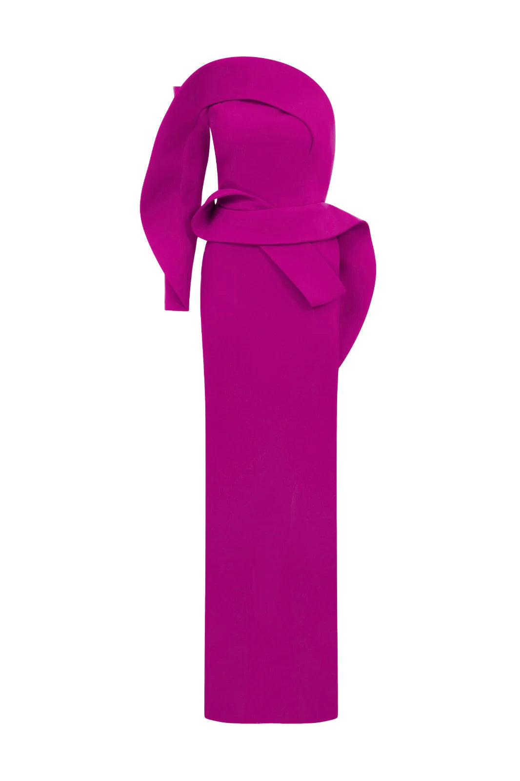 Nour Fathallah N0618 - Strapless Crepe Gown with Single Off-Shoulder Sleeve