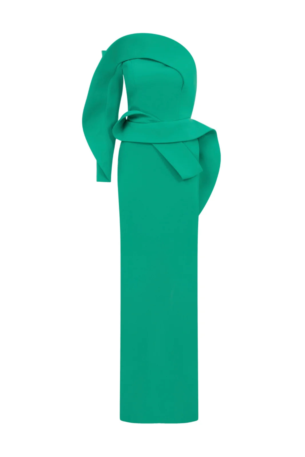 Nour Fathallah N0618 - Strapless Crepe Gown with Single Off-Shoulder Sleeve