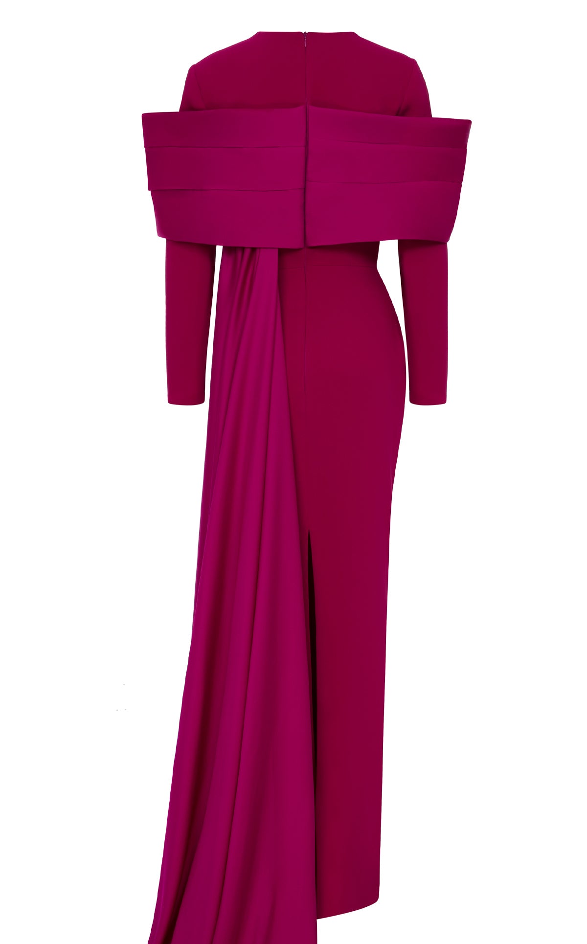 Nour Fathallah N0672 - Light Green Column Gown with Cape Train